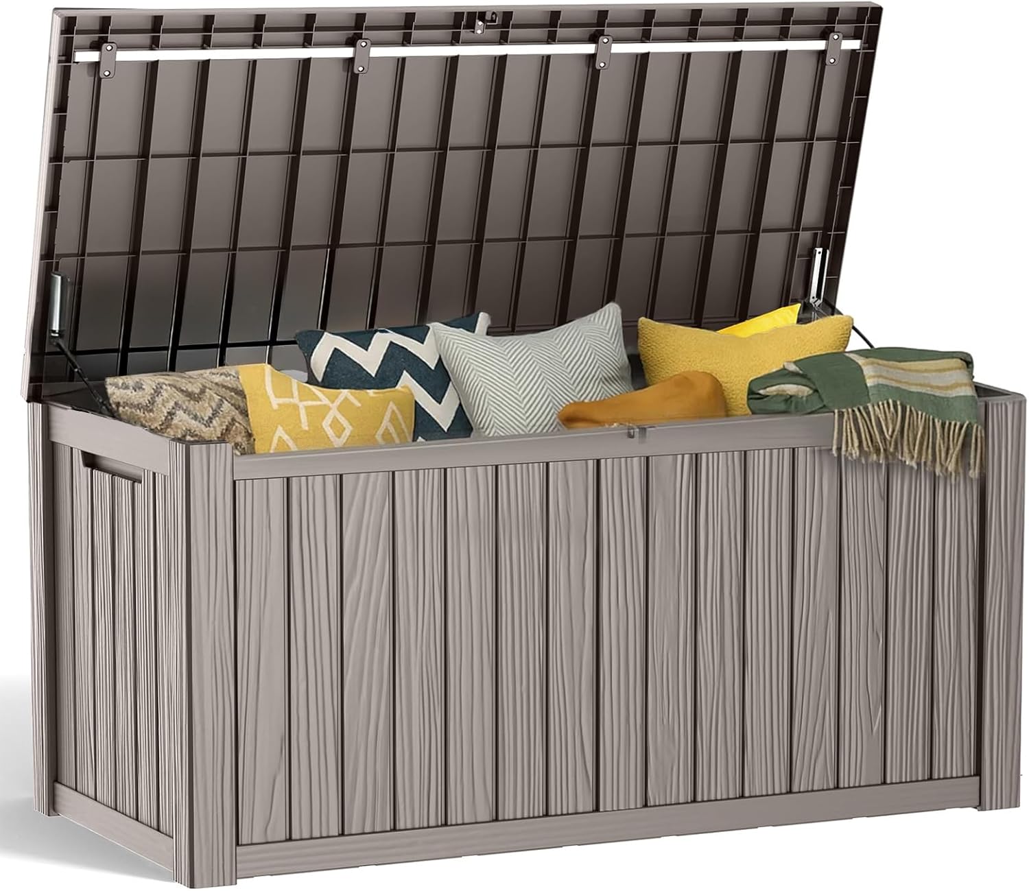 80 Gallon Resin Deck Box, Lockable Patio Outdoor Storage Box for Furniture, Garden Tools and Tools Storage, Waterproof Outside Storage Box - Black