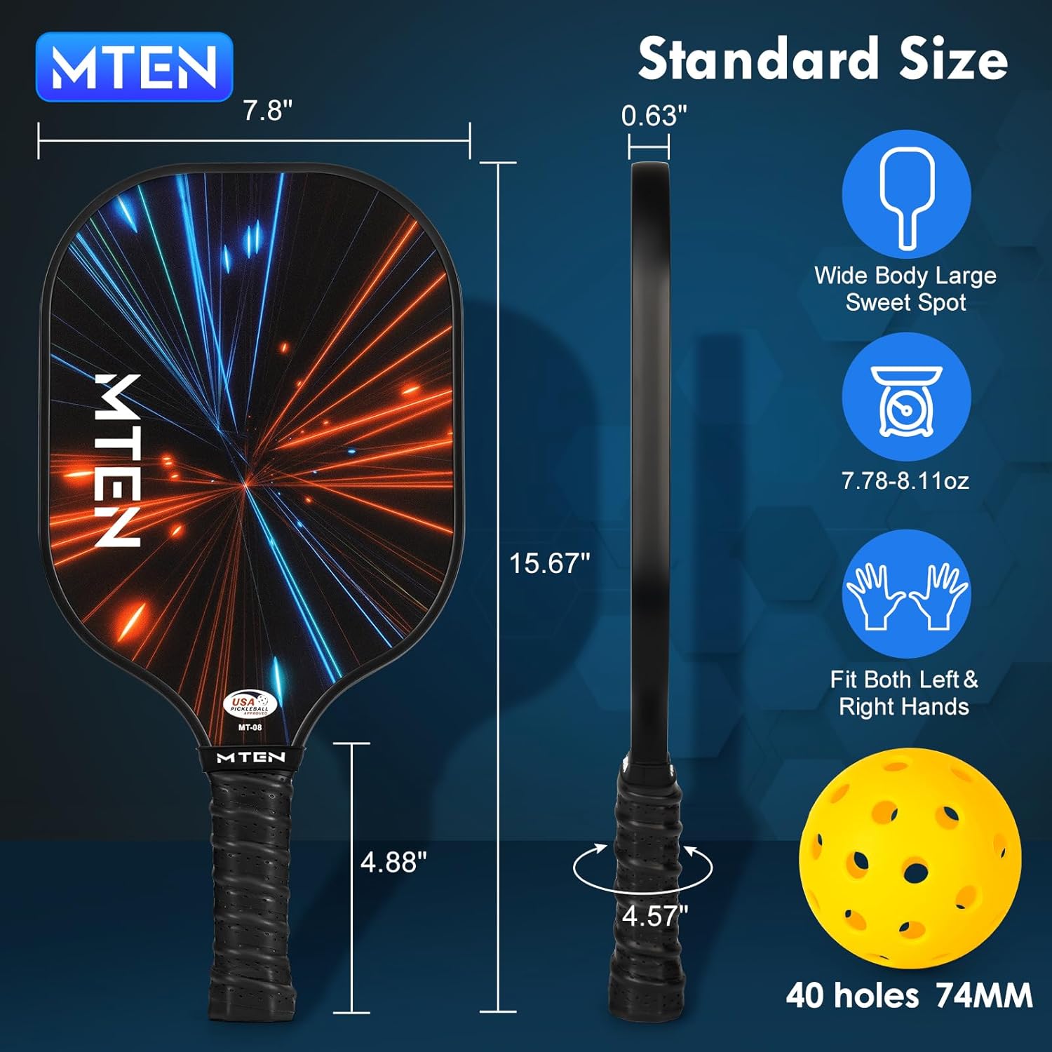 Pickleball Paddles, USAPA Approved Fiberglass Surface Pickleball Set with Pickleball Rackets, Pickleball Paddles Set for Men Women