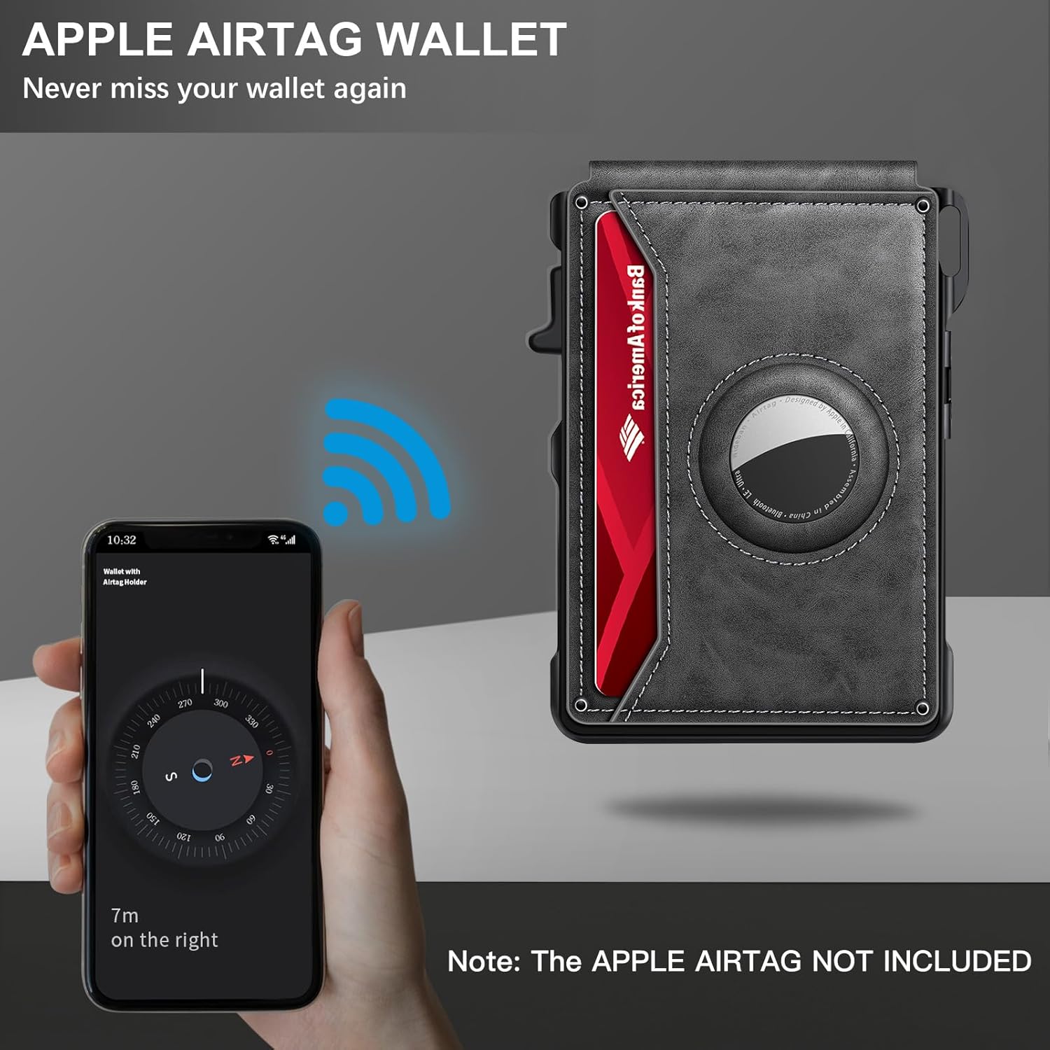 Airtag Wallet for Men, Mens Smart Wallet for Air Tag RFID Blocking, Minimalist Bifold Pop Up Aluminum Credit Card Case Holder 12+ Cards with ID Window, Gift for Men, No Airtag Included, Carbon Fiber