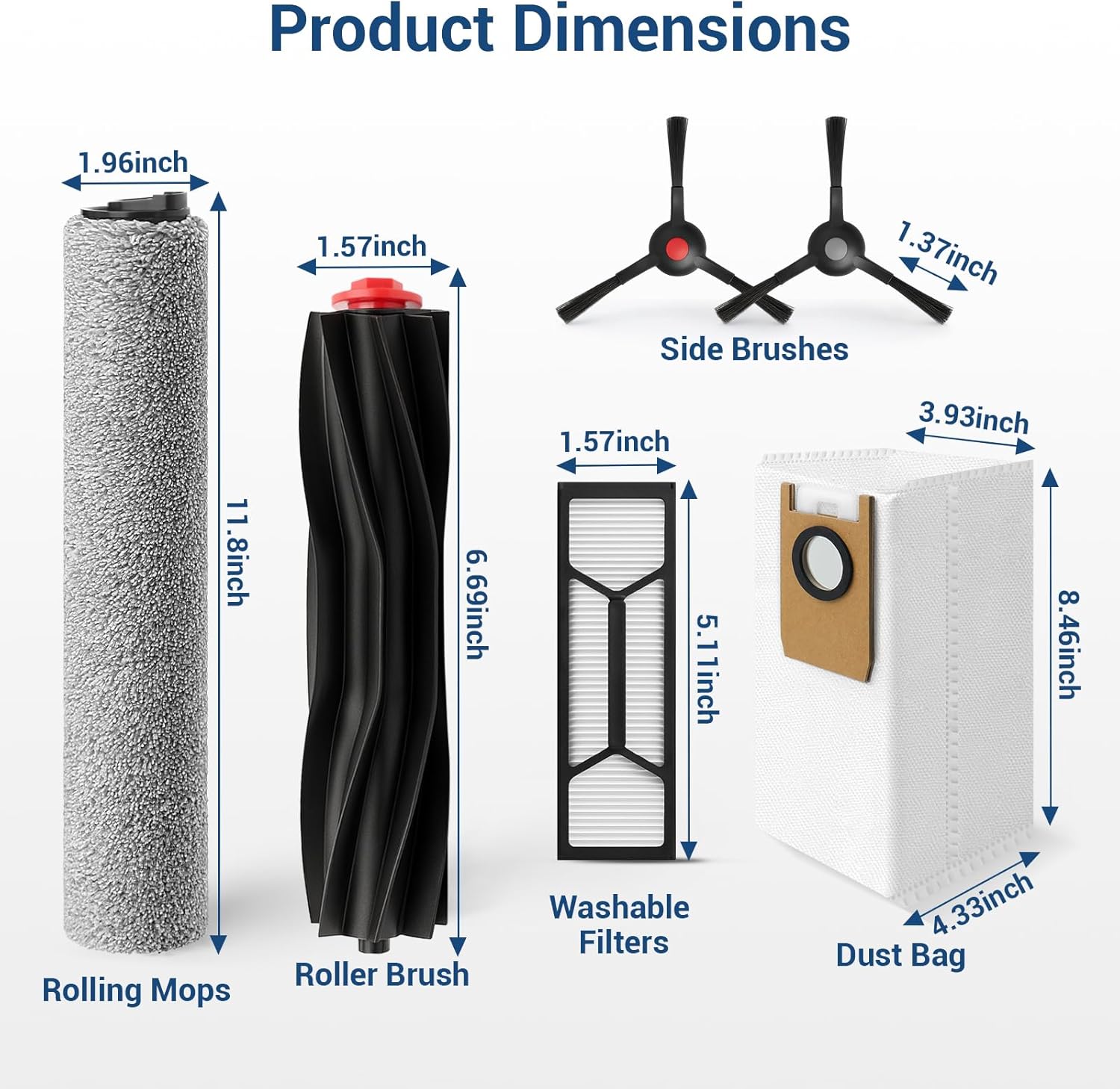 23 Pack C20 Omni Replacement Parts Accessories for Eufy C20 Omni Robot Vacuums kit, 1 Roller Brush, 4 HEPA Filters, 4 Mop Pads, 6 Side Brushes, 6 Dust Bags, 1 Clean Tool, 1 Screwdriver