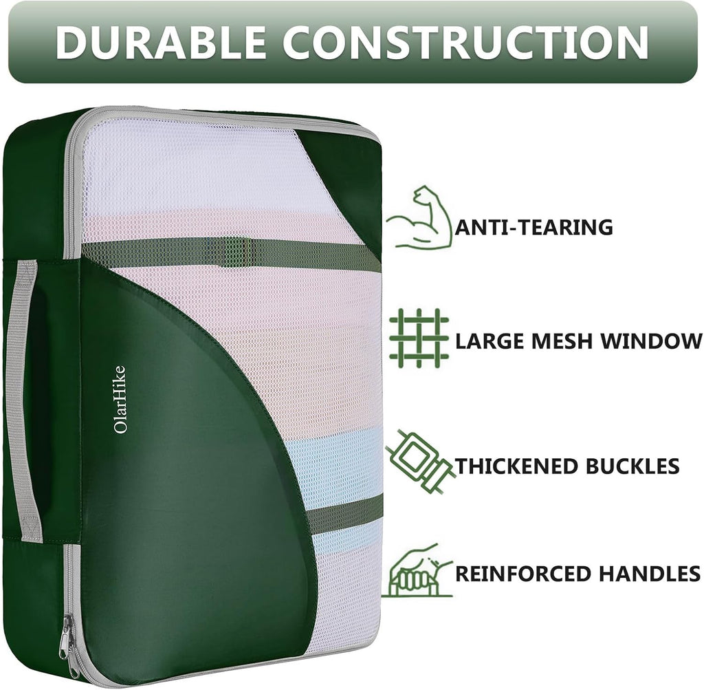 10 Set/8 Set Packing Cubes for Travel, Gifts for Women Mom,Anti-Tearing Suitcase Organizer for Luggage with Shoe & Hanging Toiletry Bag,OlarHike Vacation Essentials & Accessories for Cruise Ship,Cream