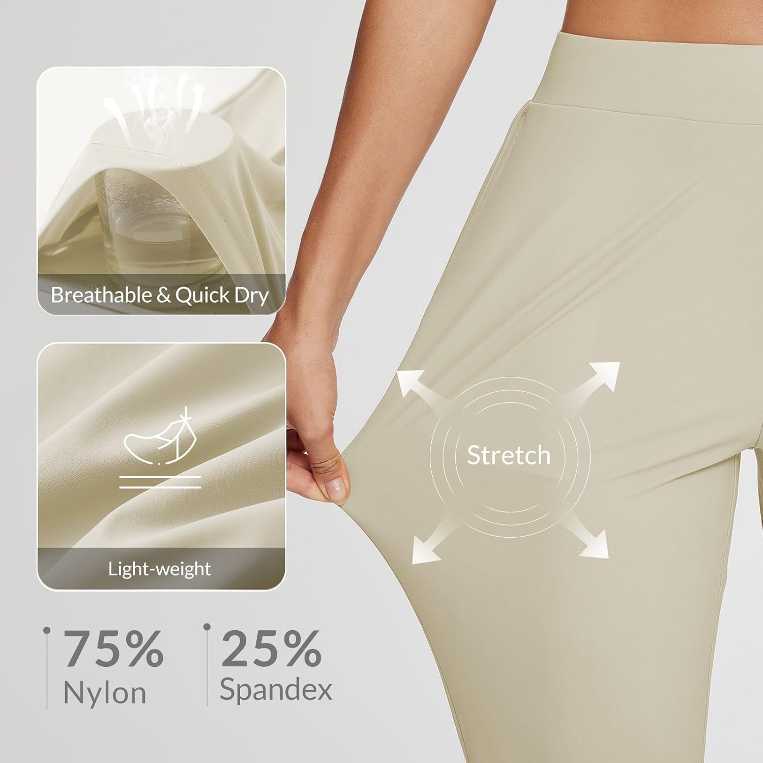 baleaf Womens Travel Pants Lightweight Stretch with Zipper Pockets Petite Ankle Dressy Golf Work Business Casual Slacks