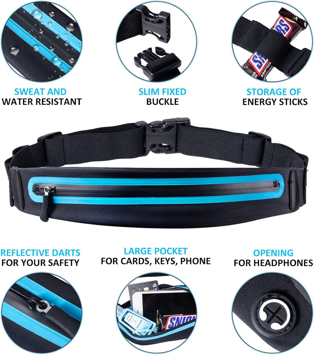 Running Belt Fanny Pack, Running Waist Pack for Women & Men USA Patented Hands-Free Reflective Runner Pouch Belt Fitness Workout Bag No-Bounce Adjustable Sport Travel Fanny Pack Cell
