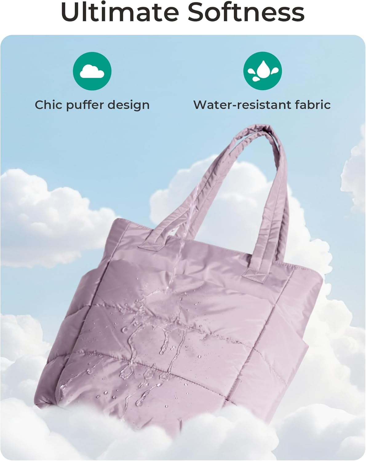 BAGSMART Tote Bag for Women, Lightweight Puffy Tote Bag with Compartments Shoulder Bag Handbag for Travel, Work, Gym