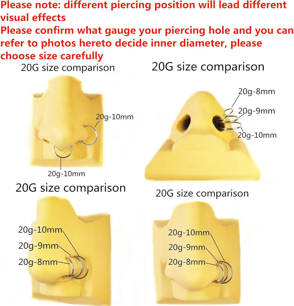 ORANGELOVE Hypoallergenic Nose Rings 20G 18G 16G 14G 12G 10G 8G 316l Surgical Steel Septum Jewelry Hinged Segment Ring Body Piercing Nose Hoop Lip Rings Nose Helix Cartilage Rook Earrings