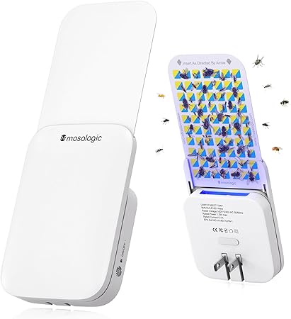 Mosalogic Fruit Fly Traps for Indoors Gnat Trap for House Indoor- 600 Sqft Protection Area UV Fly Insect Trapper for Fruit Flies，Gnat，Mosquito，and Other Flying Insect Plug in Bug Killer White