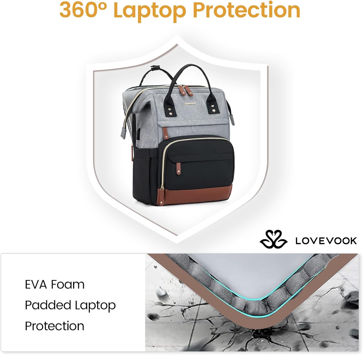 LOVEVOOK Laptop Backpack for Women, 15.6 Inch Work Business Backpacks Purse With Large Capacity, Waterproof Nurse Bag College Bookbag for School, Waterproof Casual Daypack for Travel