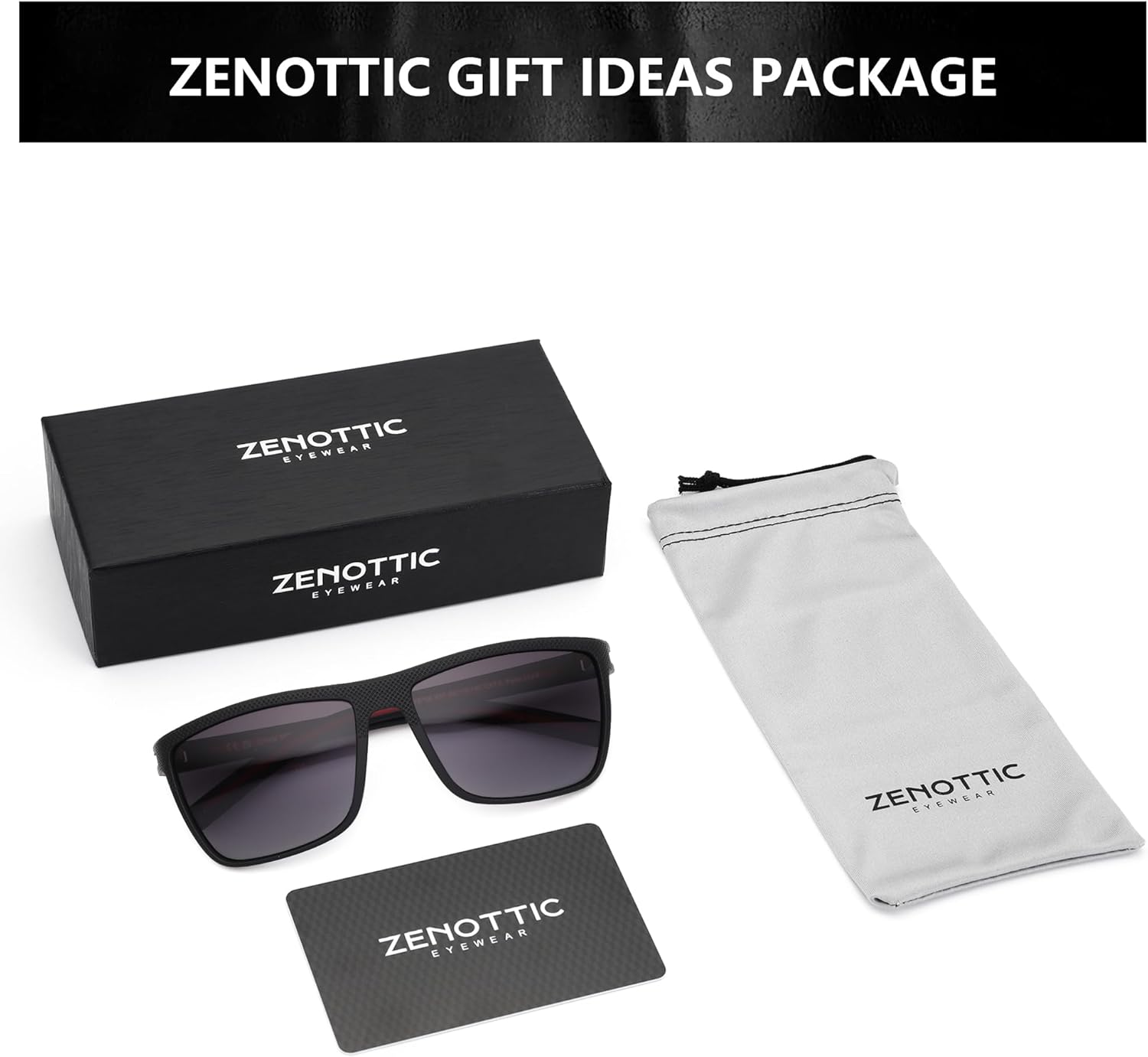 ZENOTTIC Polarized Sunglasses for Men Lightweight TR90 Frame UV400 Protection Square Sun Glasses
