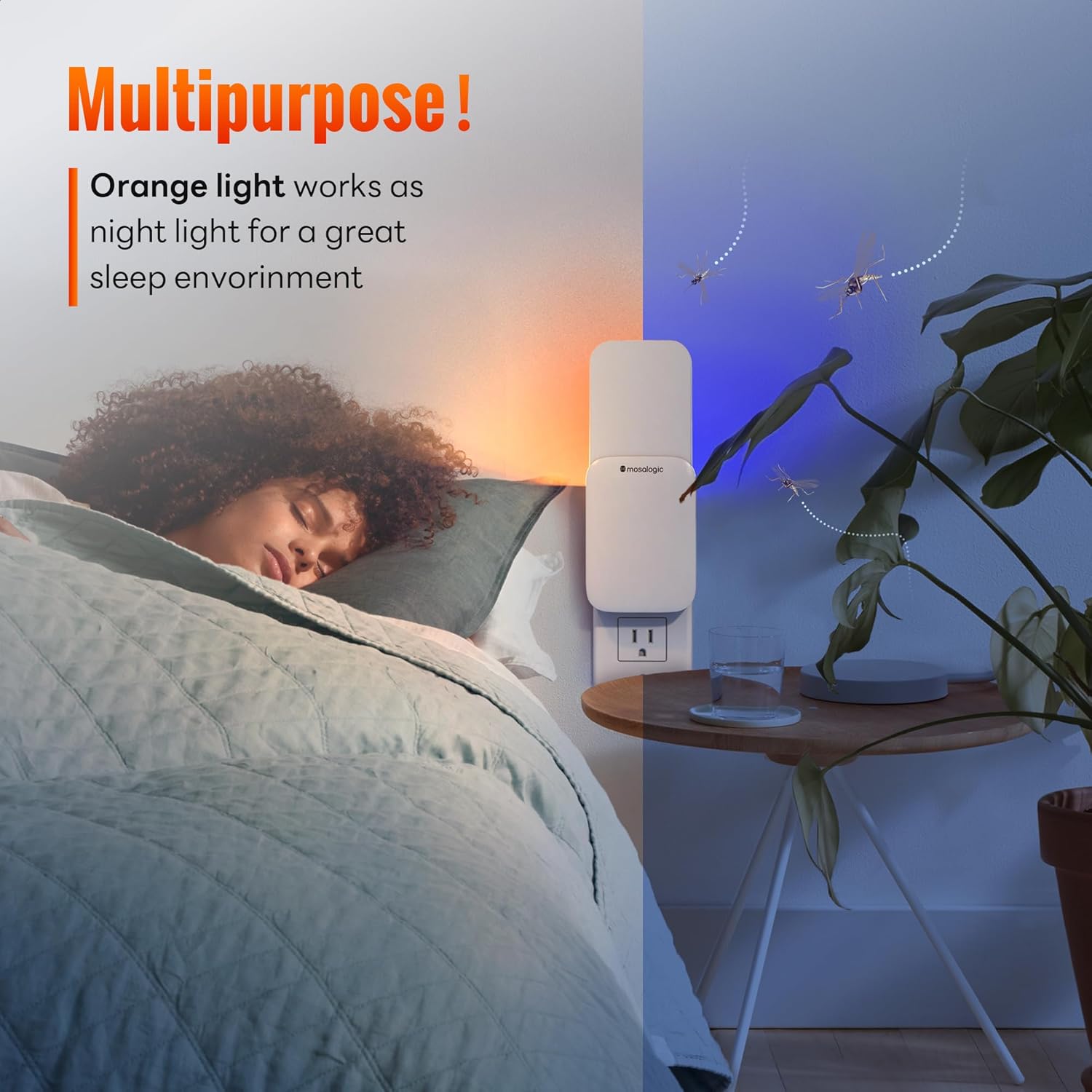 Mosalogic Fruit Fly Traps for Indoors Gnat Trap for House Indoor- 600 Sqft Protection Area UV Fly Insect Trapper for Fruit Flies，Gnat，Mosquito，and Other Flying Insect Plug in Bug Killer White