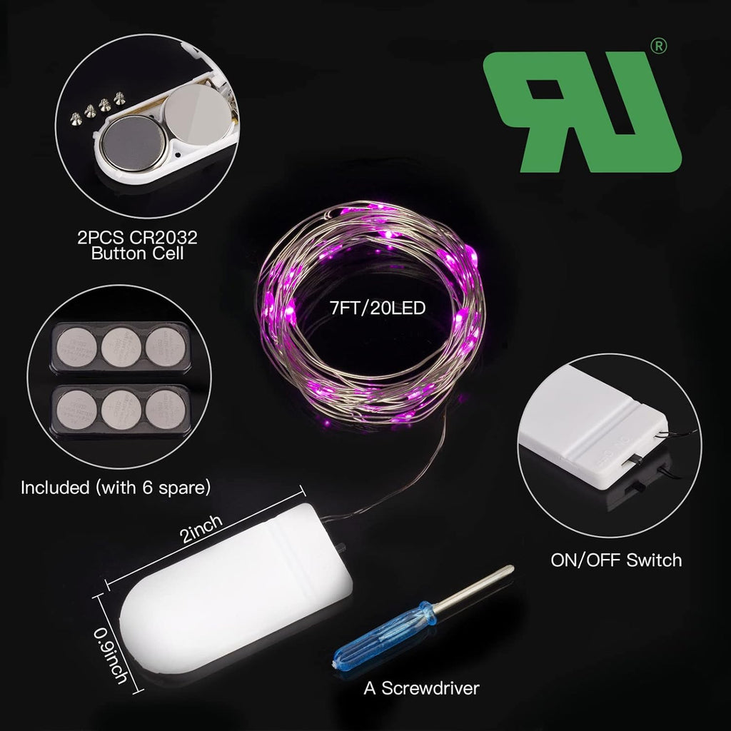 Brightown 12 Pack LED Fairy Lights Battery Operated String Lights - 7ft 20LED Waterproof Silver Wire Firefly Starry Moon Lights for DIY Crafts Wedding Table Centerpieces Party Bedroom Christmas