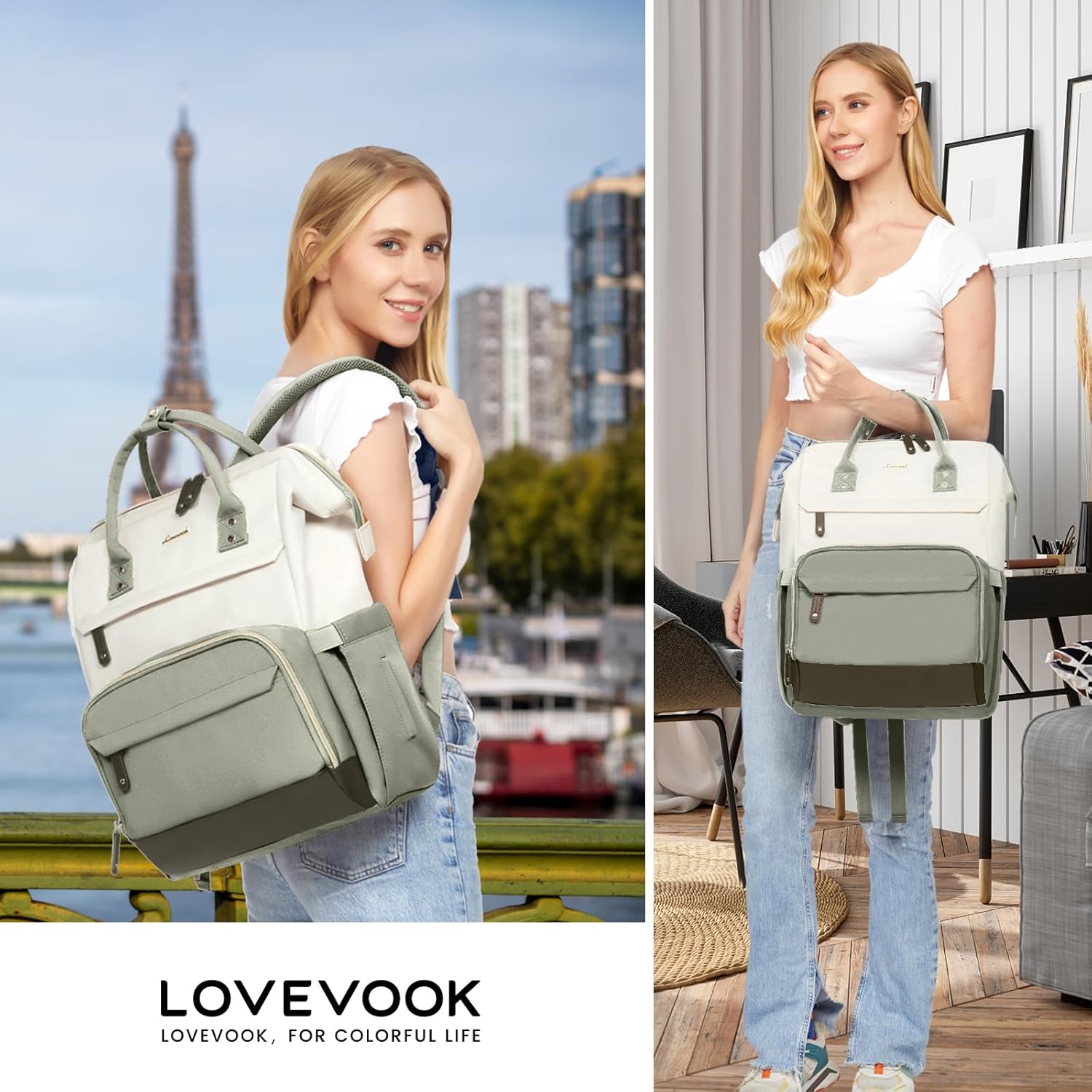 LOVEVOOK Laptop Backpack for Women, 15.6 Inch Work Business Backpacks Purse With Large Capacity, Waterproof Nurse Bag College Bookbag for School, Waterproof Casual Daypack for Travel