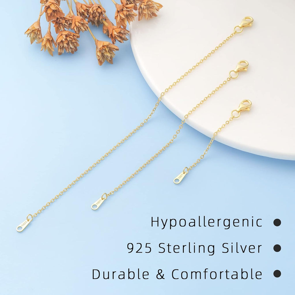 925 Sterling Silver Necklace Extender Sterling Silver Necklace Chain Extenders for Necklaces 2", 3", 4" Inches