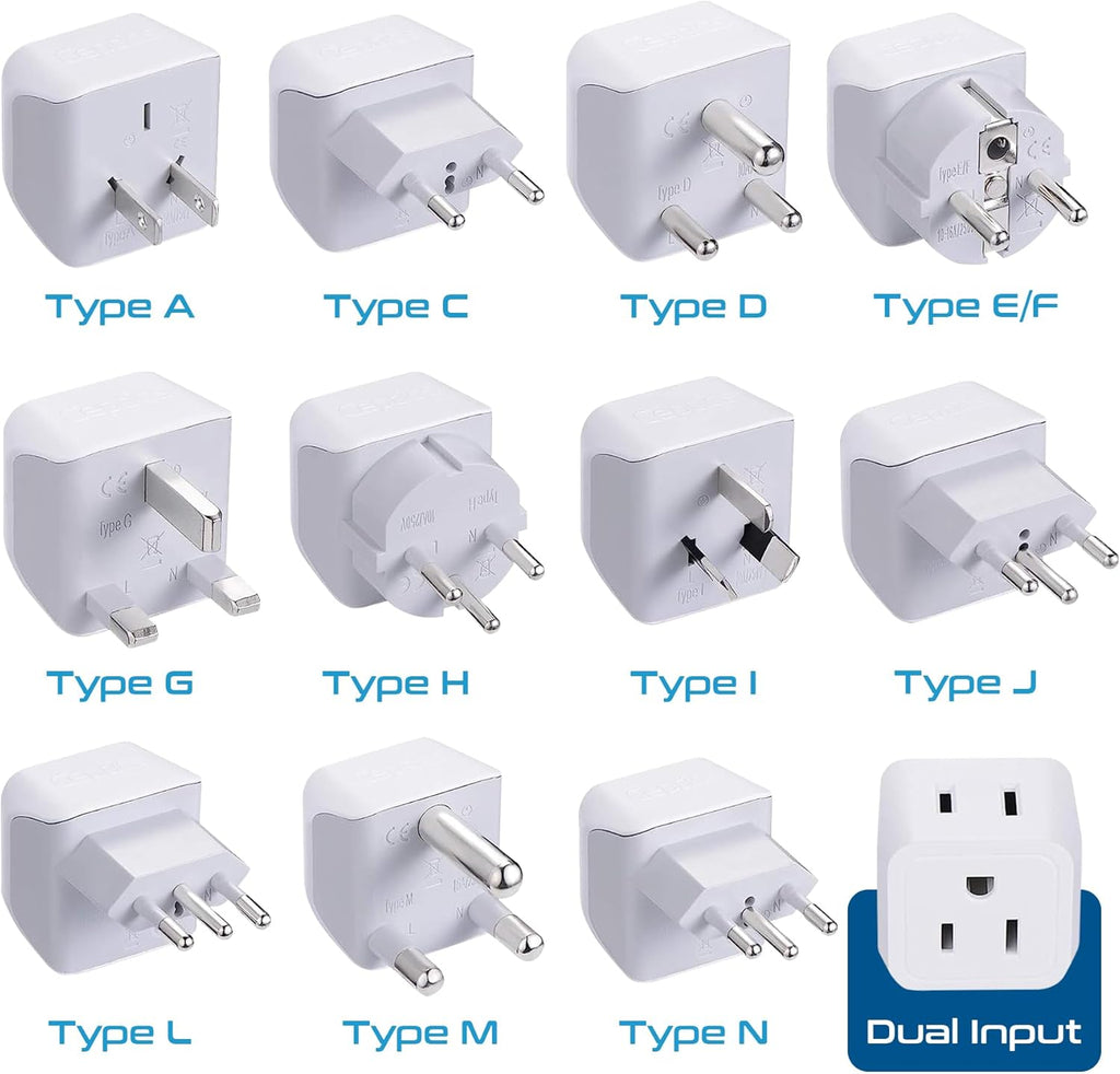Ceptics Universal Travel Adapter, 35W International Power Adapter with PD & QC 3.0 Dual USB-C, 3 USB Travel Adapter Worldwide, Type I C G A Outlets 110V 220V A/C - EU Euro US UK (11-KU)