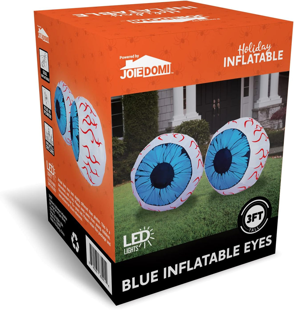 Joiedomi 2 Packs Halloween Inflatables Large Set of Eyes Decoration Blow Ups Green Eyes for Yard 3 Ft Inflatable Halloween Decor Outdoor with LEDs Party Supplies Blow up Decoration for Indoor, Outdoor