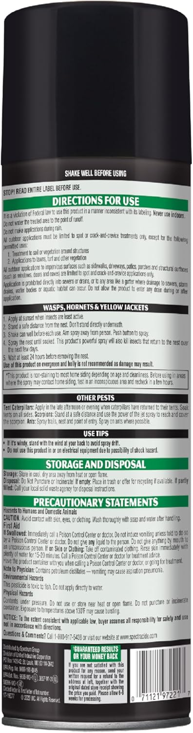 Spectracide Wasp, Hornet & Yellowjacket Trap, Hanging Wasp & Hornet Trap with a Quick-Drown Formula That Submerges & Kills Insects, 1 Count