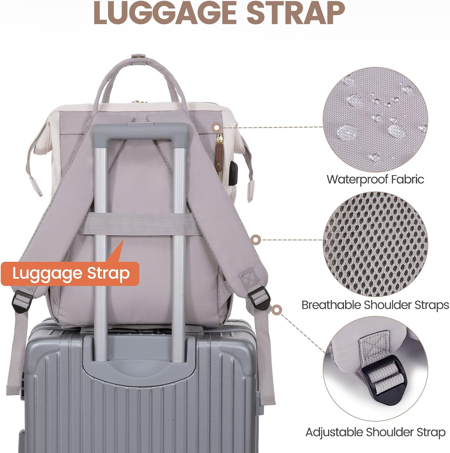 LOVEVOOK Laptop Backpack for Women, 15.6 Inch Work Business Backpacks Purse With Large Capacity, Waterproof Nurse Bag College Bookbag for School, Waterproof Casual Daypack for Travel