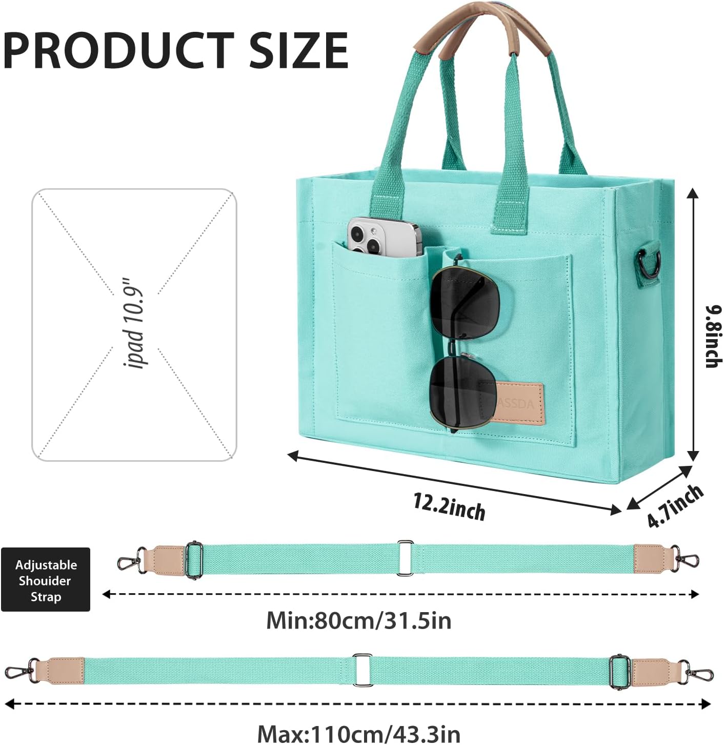 Tote Bags for Women Canvas Tote Purse Crossbody with Pockets Top Handle Shoulder Satchel Bag for Women