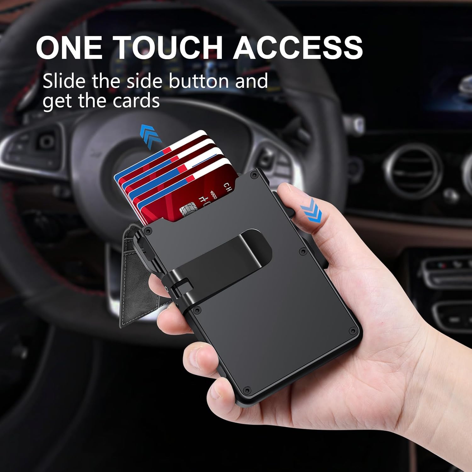 Airtag Wallet for Men, Mens Smart Wallet for Air Tag RFID Blocking, Minimalist Bifold Pop Up Aluminum Credit Card Case Holder 12+ Cards with ID Window, Gift for Men, No Airtag Included, Carbon Fiber