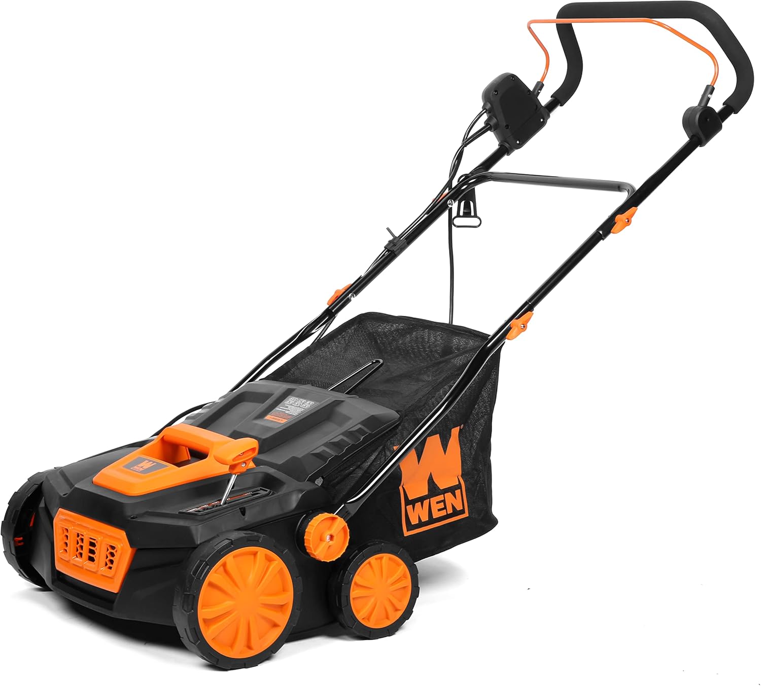 WEN DT1516 16-Inch 15-Amp 2-in-1 Electric Dethatcher and Scarifier with Collection Bag, Black