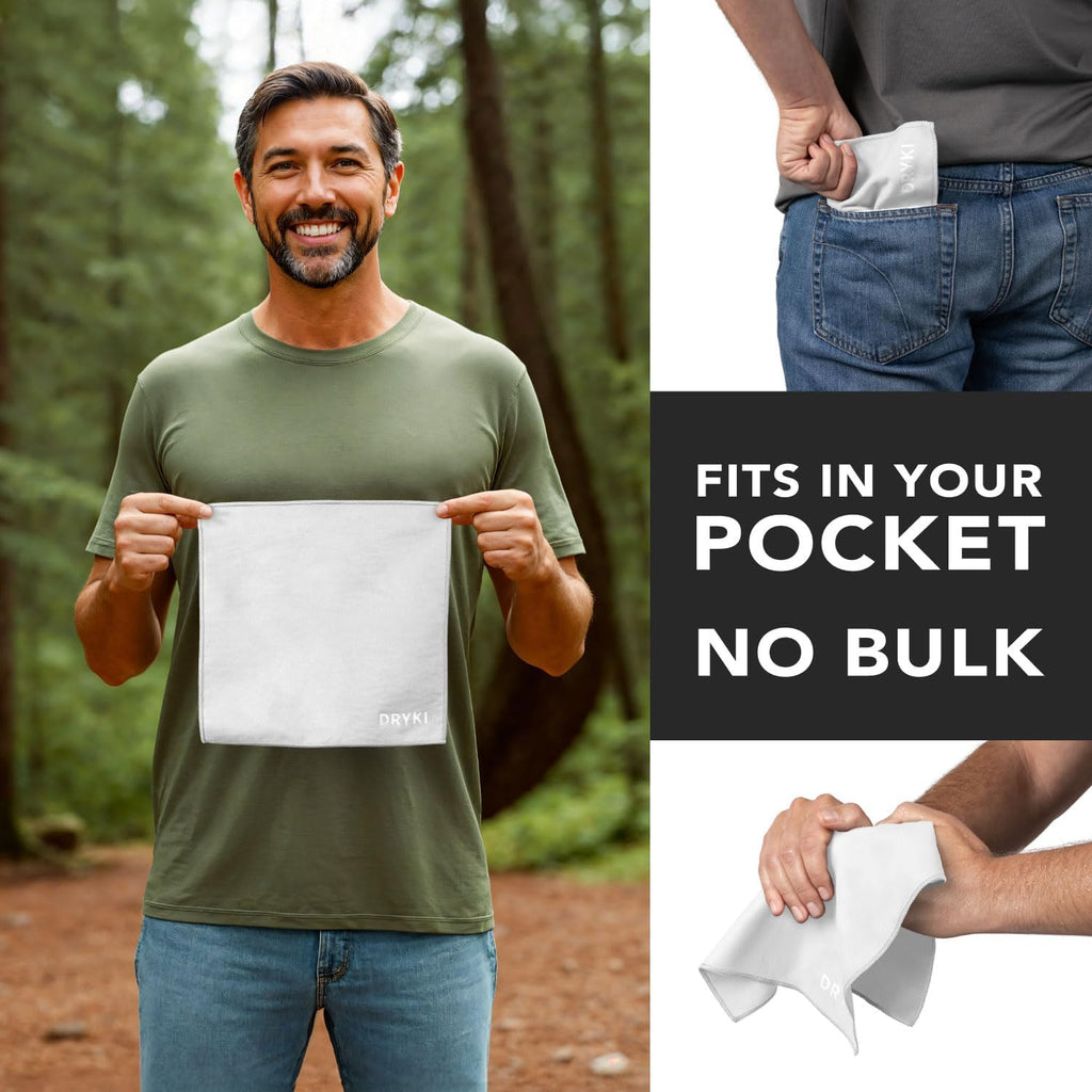 Sweat Absorbing Handkerchiefs - The Original Pocket-Sized Sweat Towels - Quick-Dry Microfiber Sweat Rags for Face, Hands, & Body - Men & Women - Gym, Sports, and Work (Black: 5 Pack)