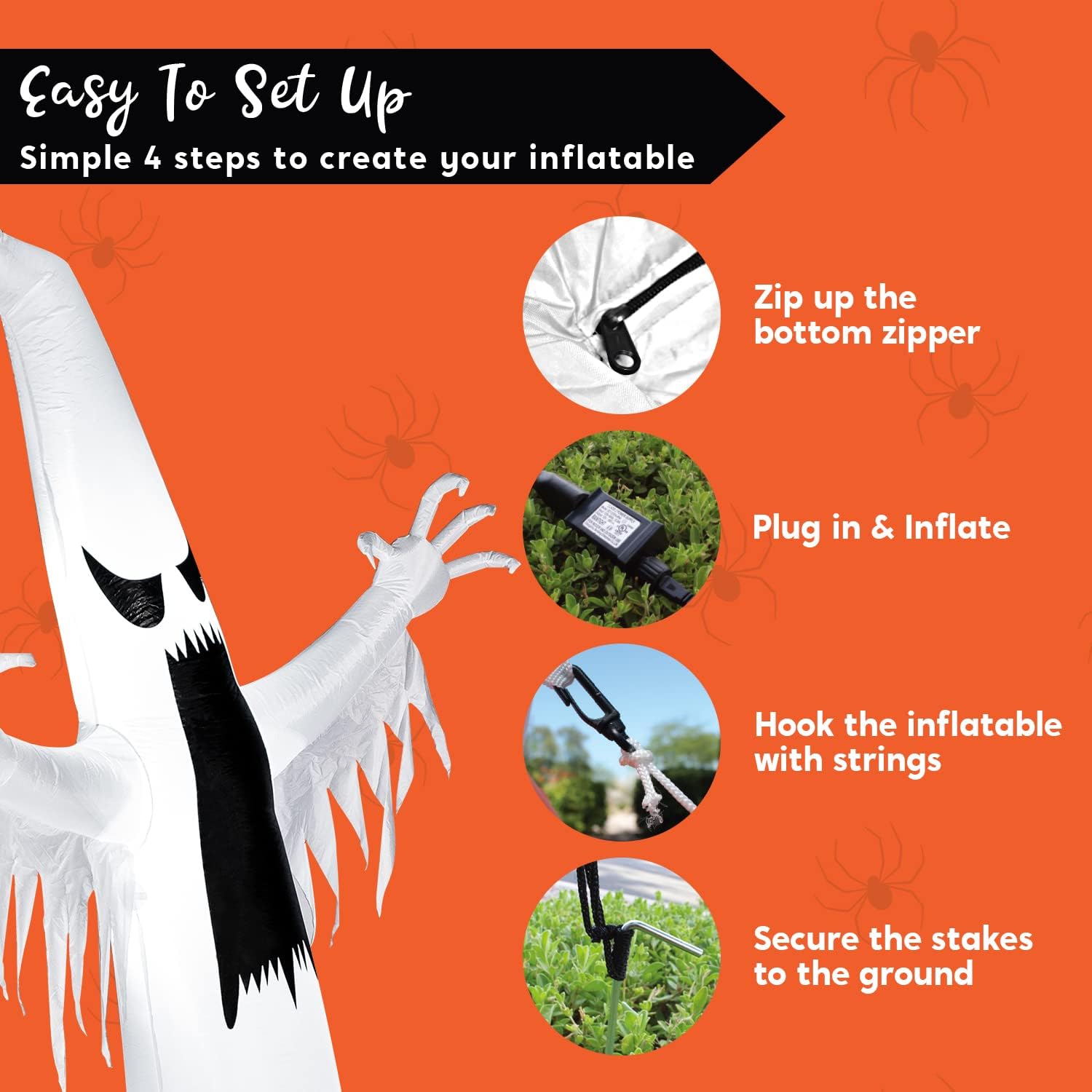 Joiedomi 12 FT Halloween Inflatables Outdoor Decorations, Scary Ghost Halloween Decor, Inflatable Ghost Blow Ups for Yard with LEDs for Outside Yard Decorations