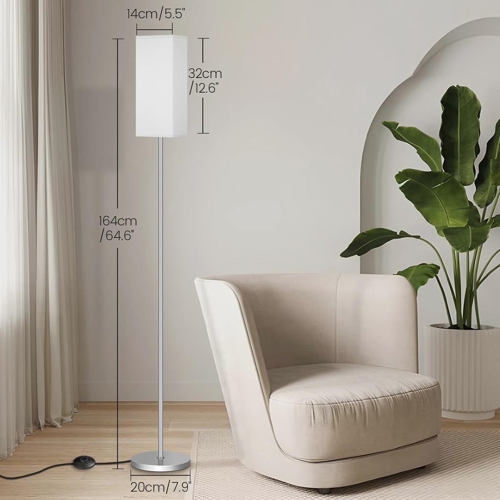 64.6" Floor Lamp, Pole with Foot Switch, Modern Standing Lamp Lampshade, Minimalist Freestanding Lamp (Bulb Not Included), for Living Room, Bedroom Office ETL Listed, Black and Beige E07LD05
