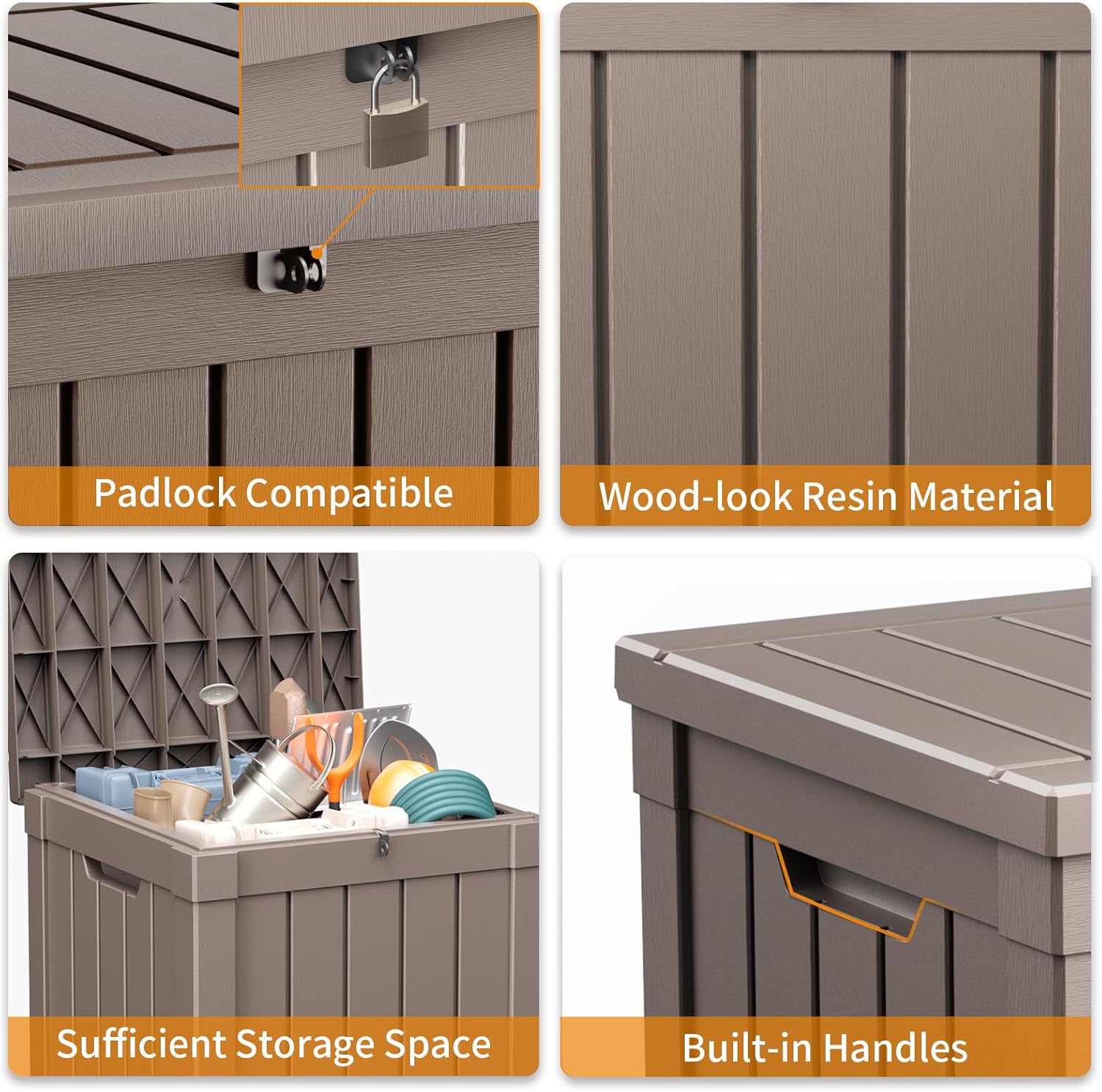 80 Gallon Resin Deck Box, Lockable Patio Outdoor Storage Box for Furniture, Garden Tools and Tools Storage, Waterproof Outside Storage Box - Black