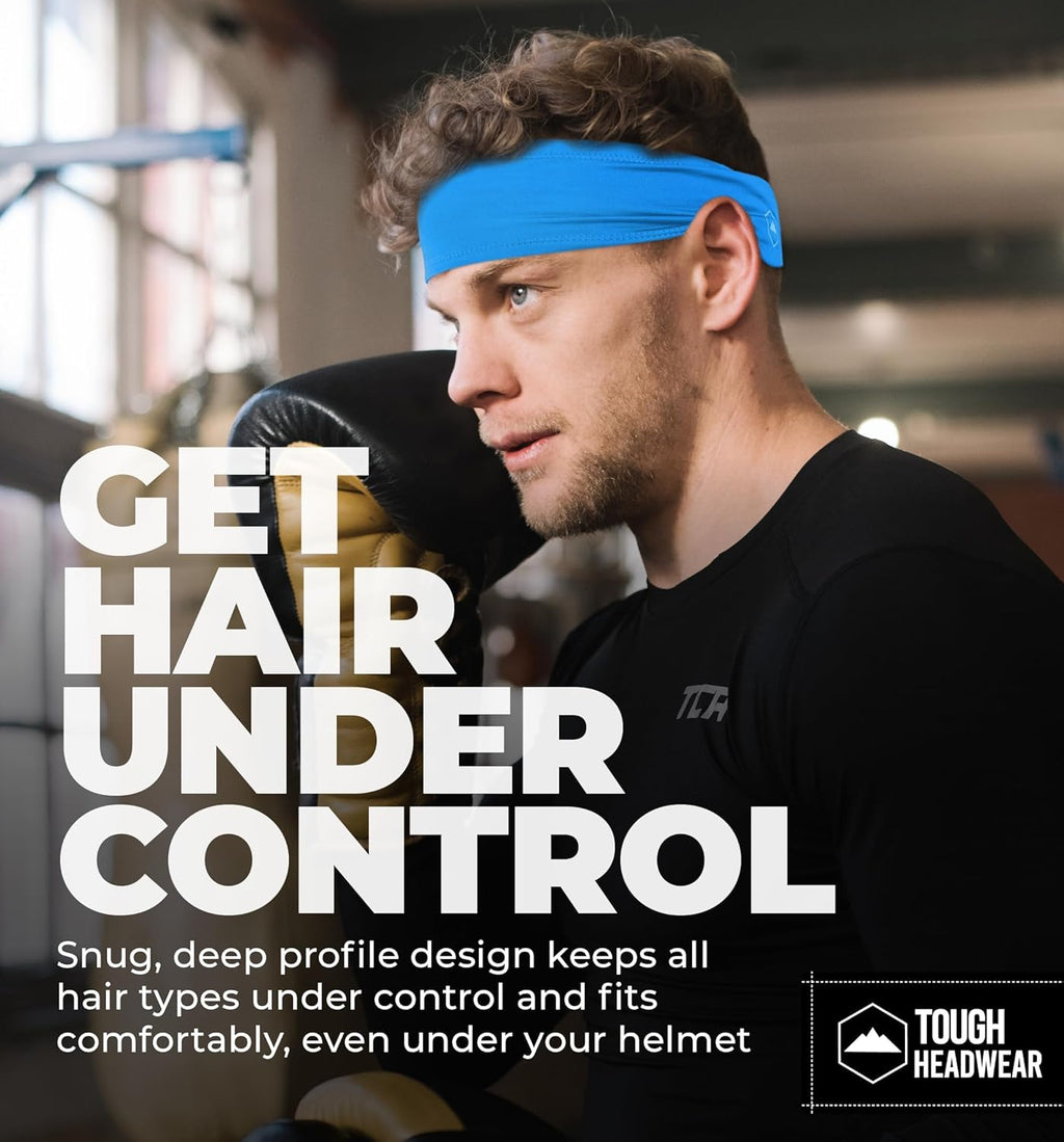 Tough Outfitters Headband for Men - Mens Headbands - Working Out Sports Performance Head Bands - Athletic Cycling Running Sweat Band, Football Headbands - Sweat Bands Men/Women