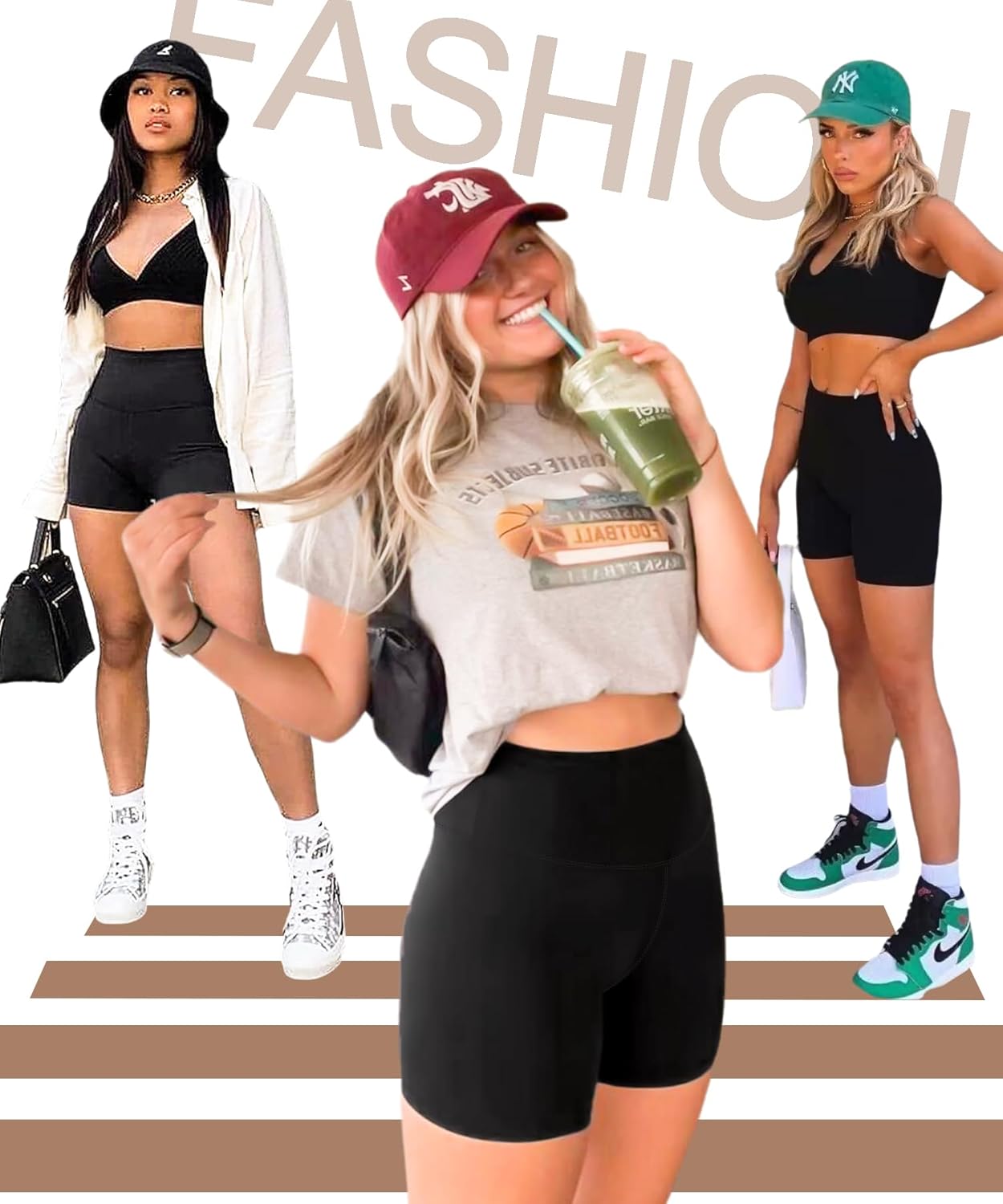 FULLSOFT High Waisted Biker Shorts for Women-5" Tummy Control Fitness Athletic Workout Running Yoga Gym Shorts