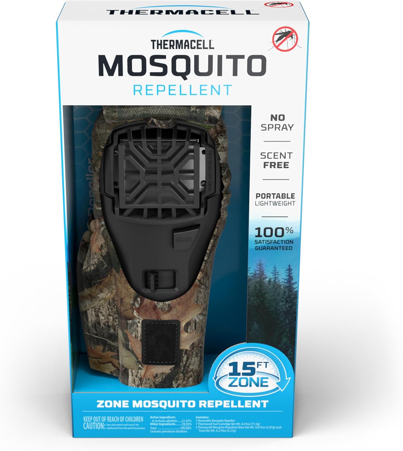 Thermacell Mosquito Portable Repeller; Includes 12-Hour Refill; 15 Foot Zone of Protection; Highly Effective Mosquito Repellent; Deet Free Bug Spray Alternative; Scent Free