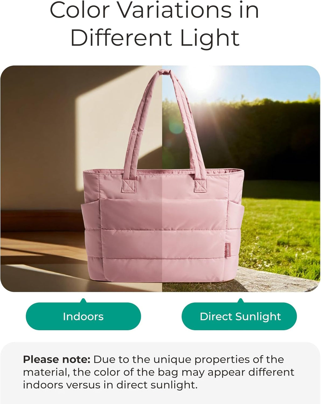 BAGSMART Tote Bag for Women, Lightweight Puffy Tote Bag with Compartments Shoulder Bag Handbag for Travel, Work, Gym