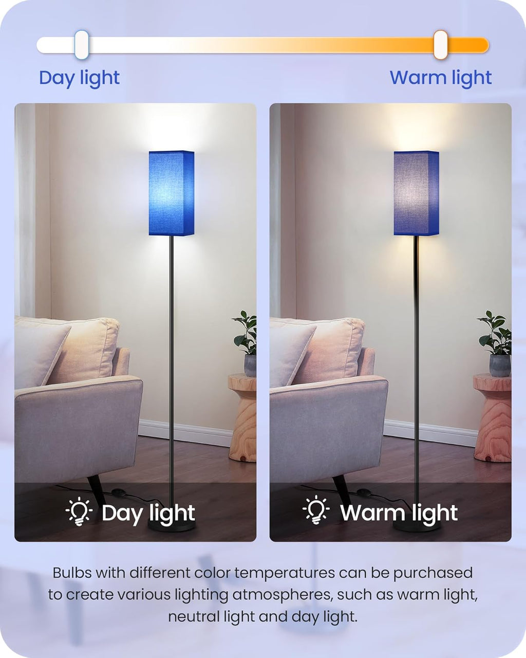 64.6" Floor Lamp, Pole with Foot Switch, Modern Standing Lamp Lampshade, Minimalist Freestanding Lamp (Bulb Not Included), for Living Room, Bedroom Office ETL Listed, Black and Beige E07LD05