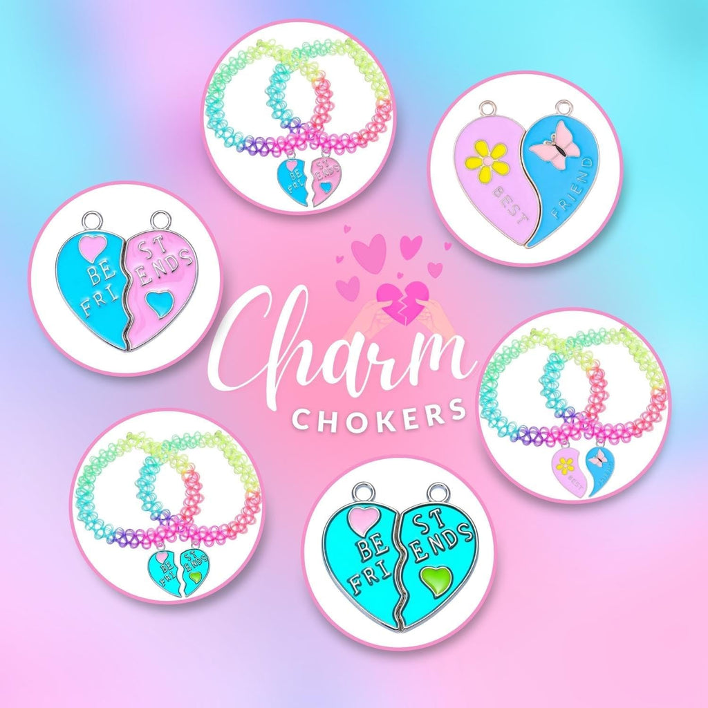 BodyJ4You 2PC Tattoo Choker Necklace - 90s Choker Necklace Women - 2000s Y2K Black Chokers Rainbow Choker - Butterfly Ying Yang Unicorn Rainbow Charms - Stretchy Elastic Necklace