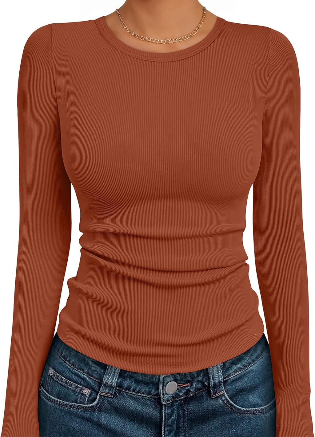 AUTOMET Long Sleeve Shirts Blouses Fall Fashion Ribbed Basic Tops Winter Clothes