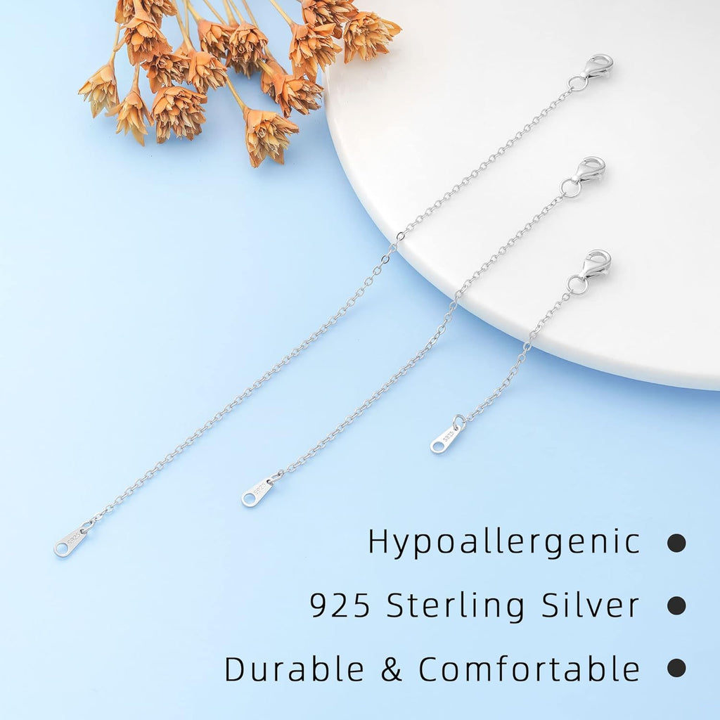 925 Sterling Silver Necklace Extender Sterling Silver Necklace Chain Extenders for Necklaces 2", 3", 4" Inches