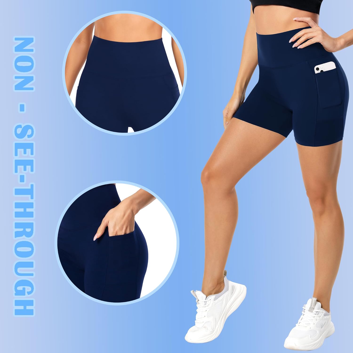 FULLSOFT High Waisted Biker Shorts for Women-5" Tummy Control Fitness Athletic Workout Running Yoga Gym Shorts