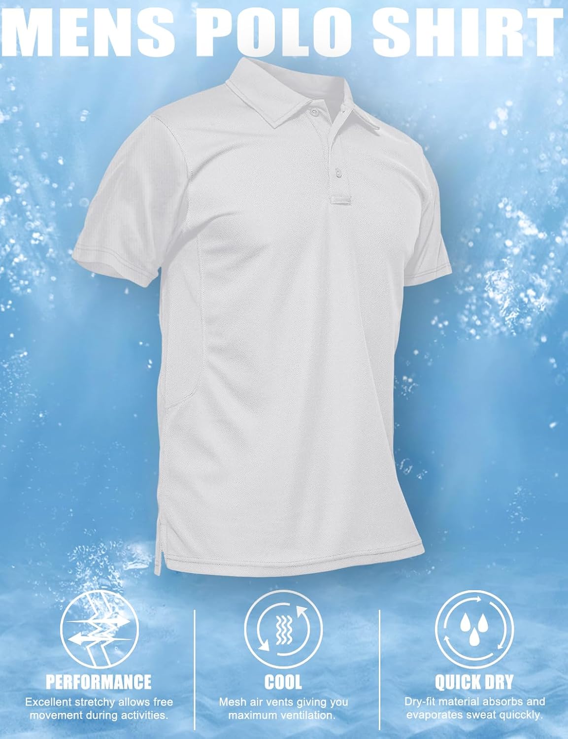 MAGCOMSEN Men's Polo Shirt Quick Dry Performance Short Sleeve Tactical Shirts Pique Jersey Golf Shirt