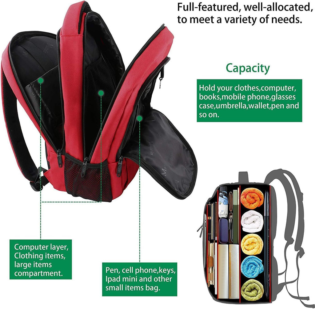 MATEIN Travel Laptop Backpack, Business Anti Theft Slim Sturdy Laptops Backpack with USB Charging Port, Water Resistant College School Computer Bag Gift for Men & Women Fits 15.6 Inch Notebook, Grey