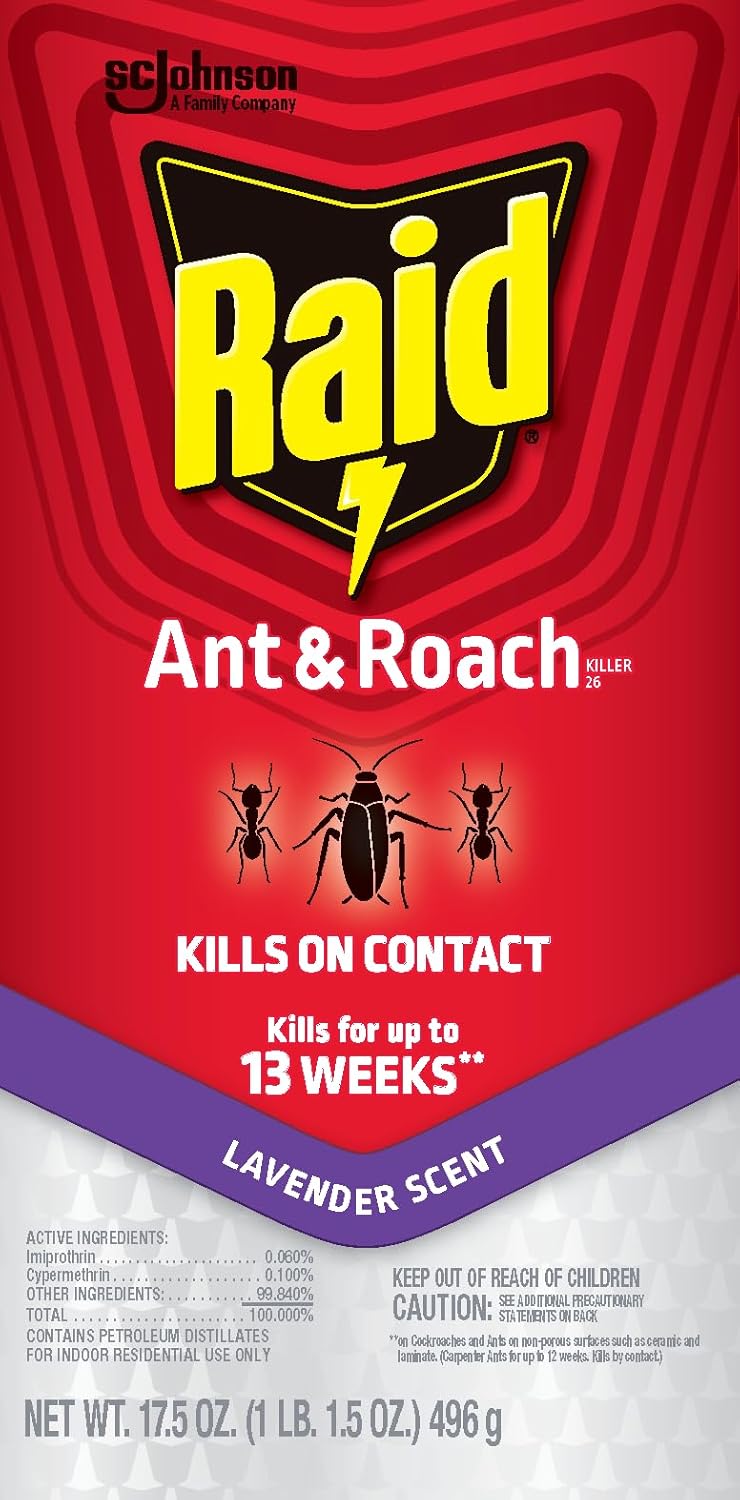 Raid Ant & Roach Killer Spray For Listed Bugs, Keeps Killing for Weeks, Fresh Scent, 17.5 oz