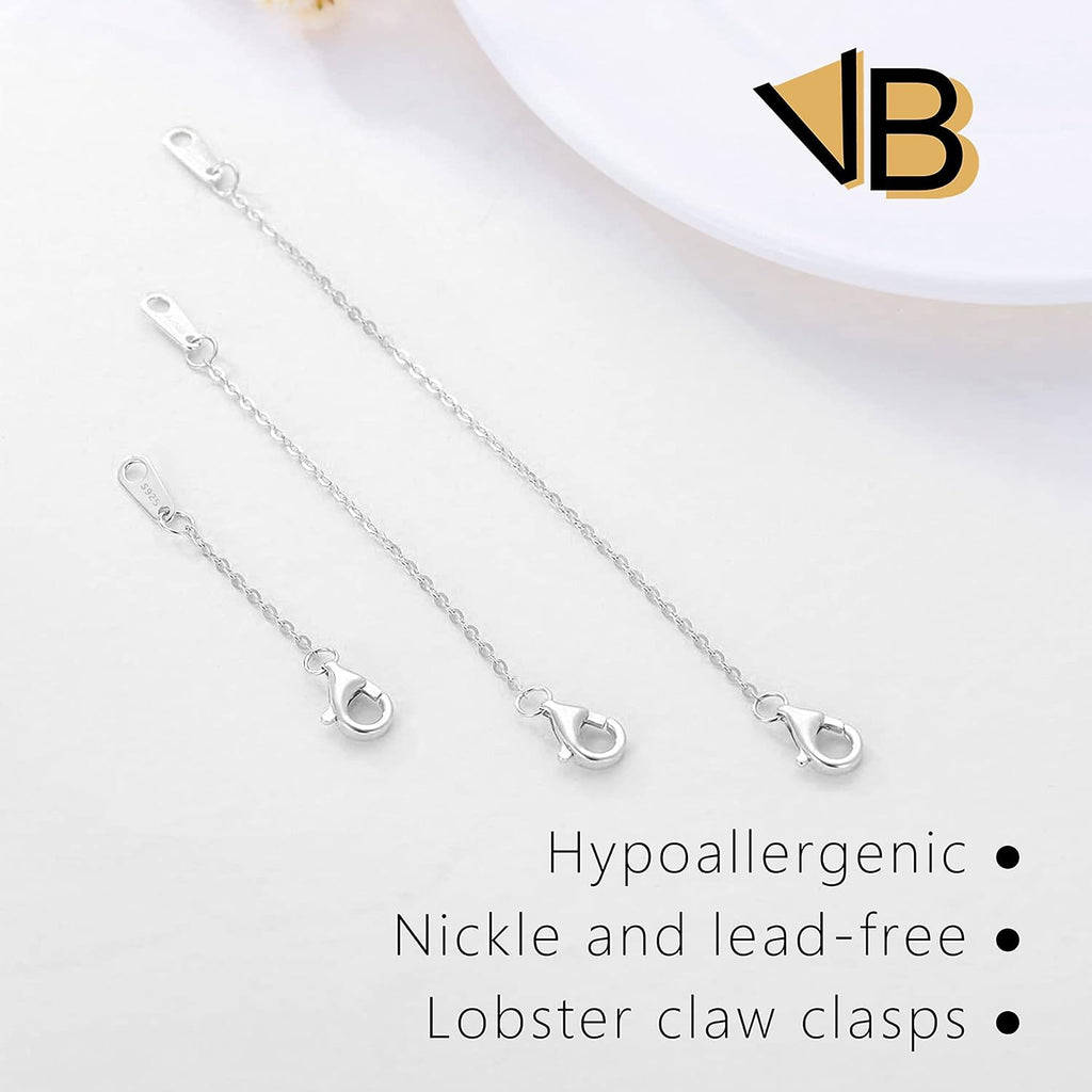 925 Sterling Silver Necklace Extender Sterling Silver Necklace Chain Extenders for Necklaces 2", 3", 4" Inches