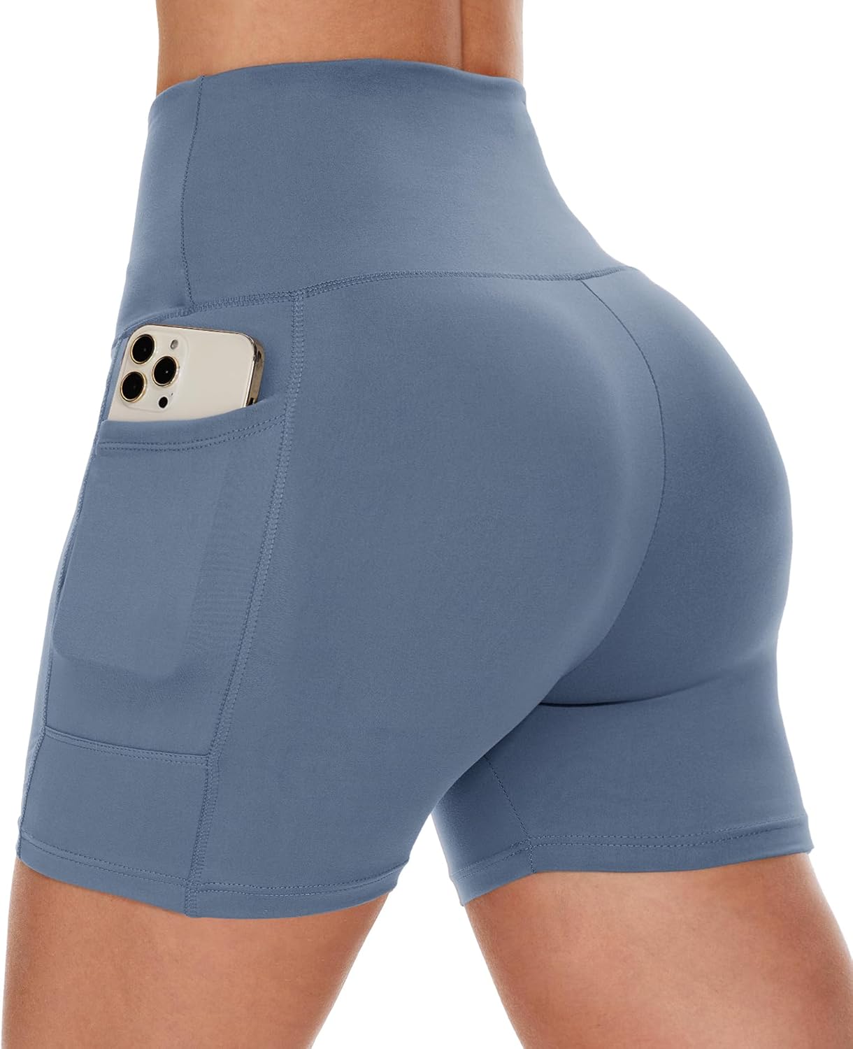 CAMPSNAIL Biker Shorts Women with Pockets - 3"/5"/8" High Waisted Workout Spandex Tummy Control Gym Running Yoga Shorts