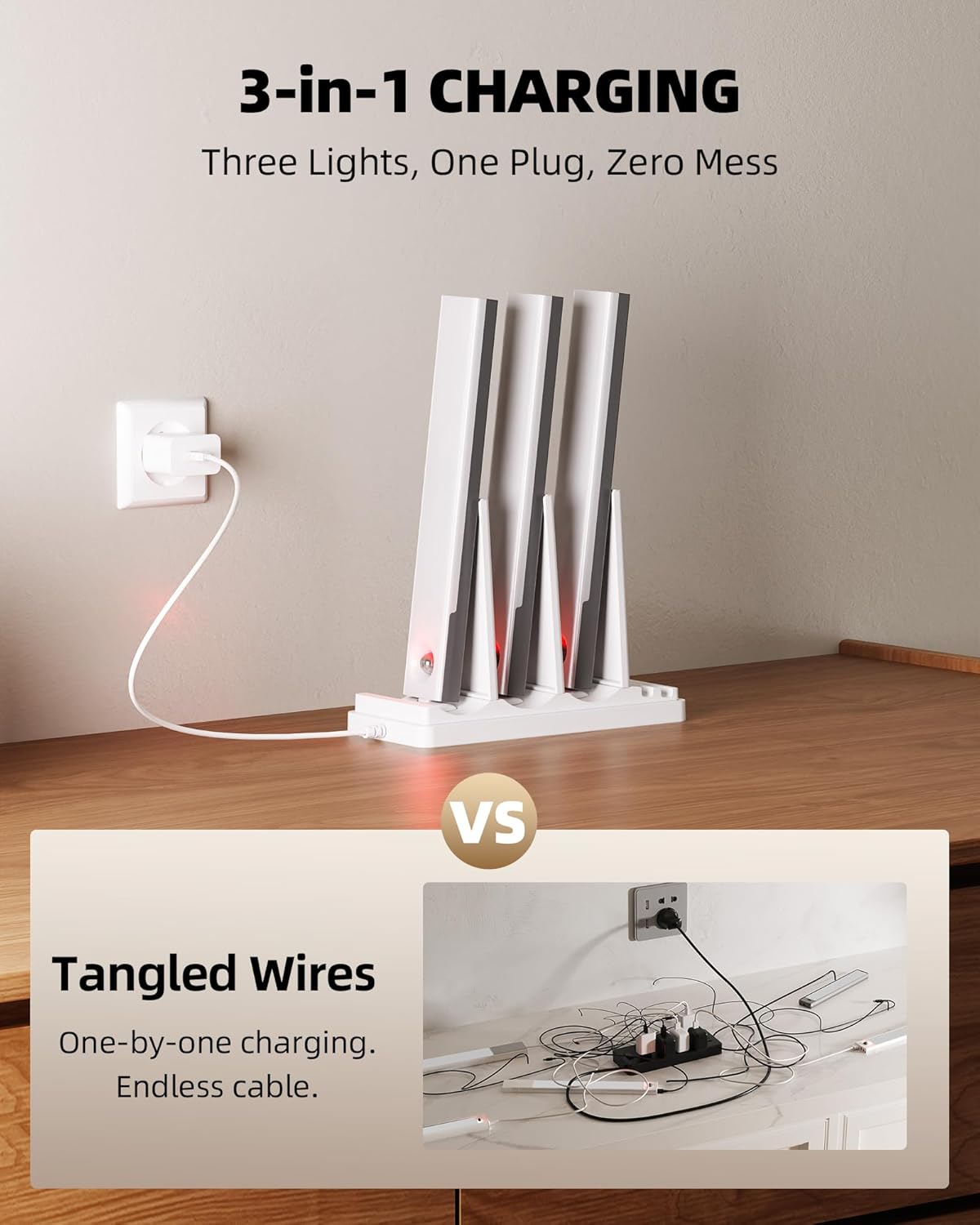 EZVALO 6-Pack Under Cabinet Lighting with Charging Station, 2000mAh Rechargeable Wireless Motion Sensor Lights, 3 Color Temps, Dimmable, Timer, Magnetic, with Remote Control for Kitchen, Closet, Stair