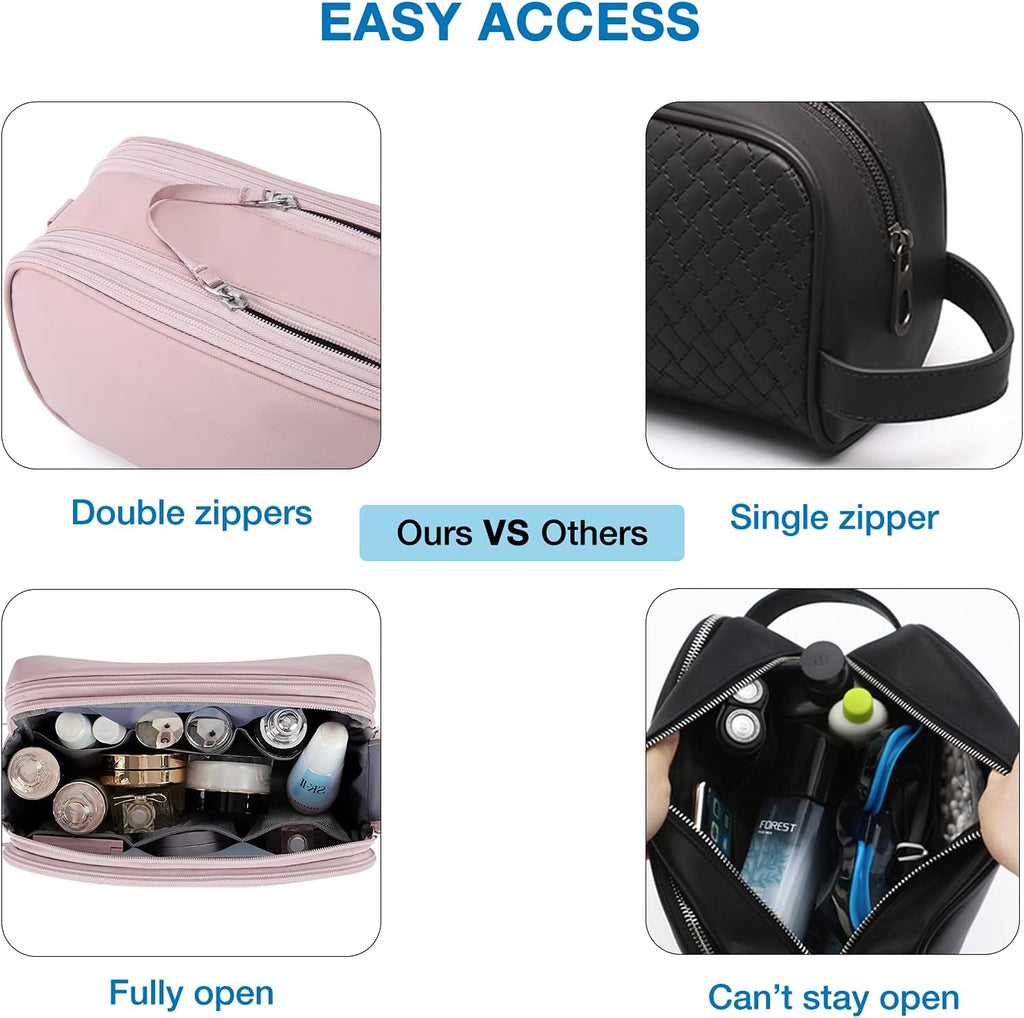 BAGSMART Toiletry Bag for Men, Travel Toiletry Organizer Dopp Kit Water-resistant Shaving Bag for Toiletries Accessories, Door Room Essentials, Black-medium