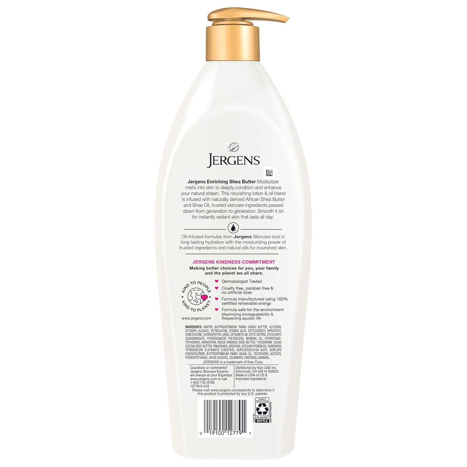Jergens Shea Butter Hand and Body Lotion, Deep Conditioning Moisturizer, 3X More Radiant Skin, with Pure Shea Butter, Dermatologist Tested, 26.5 Oz