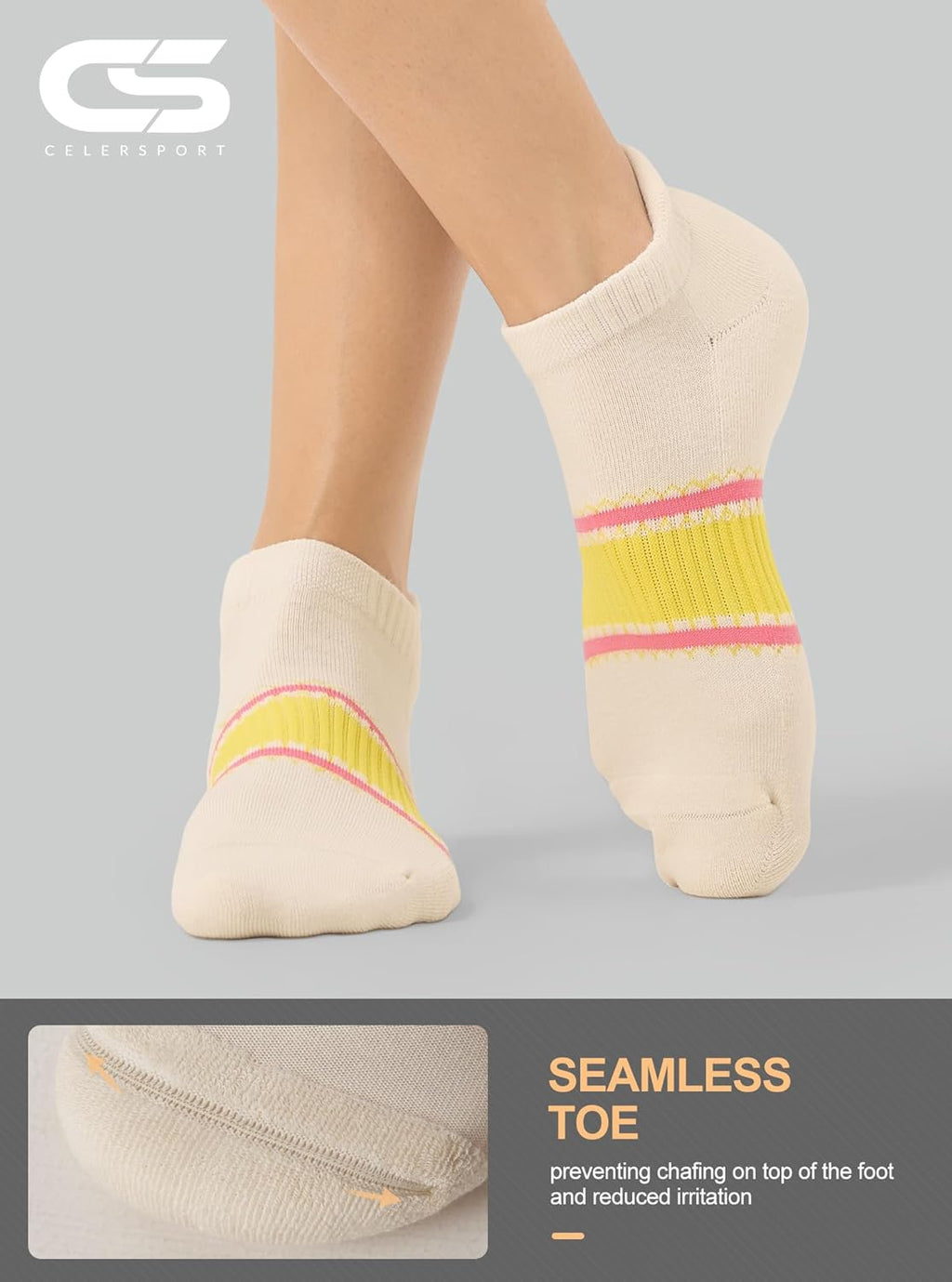 CS CELERSPORT 6 Pairs Ankle Athletic Running Socks Low Cut Sports Tab Socks for Men and Women