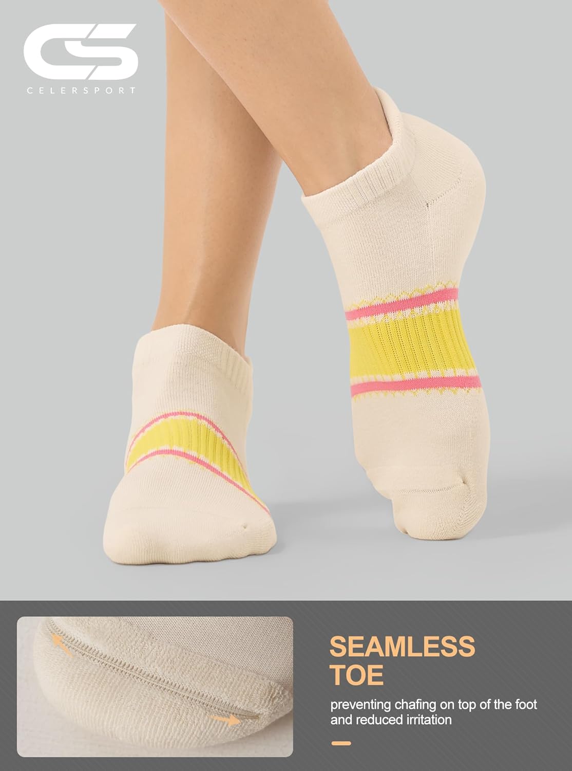 CS CELERSPORT 6 Pairs Ankle Athletic Running Socks Low Cut Sports Tab Socks for Men and Women