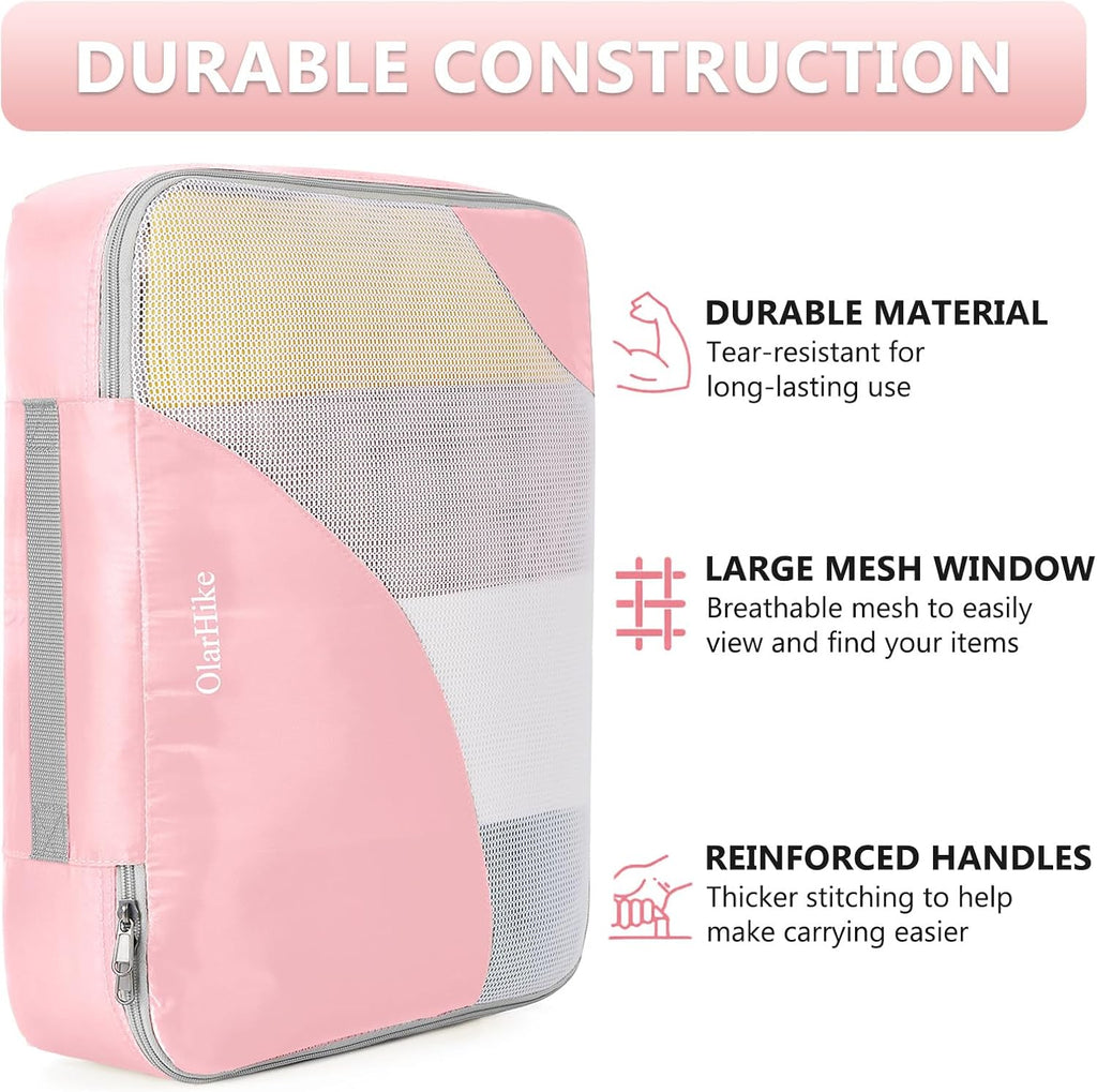 10 Set/8 Set Packing Cubes for Travel, Gifts for Women Mom,Anti-Tearing Suitcase Organizer for Luggage with Shoe & Hanging Toiletry Bag,OlarHike Vacation Essentials & Accessories for Cruise Ship,Cream