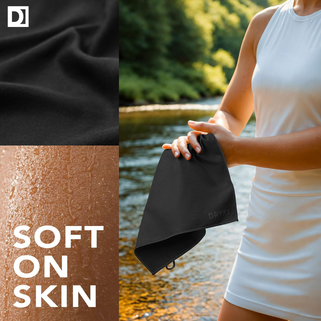 Sweat Absorbing Handkerchiefs - The Original Pocket-Sized Sweat Towels - Quick-Dry Microfiber Sweat Rags for Face, Hands, & Body - Men & Women - Gym, Sports, and Work (Black: 5 Pack)