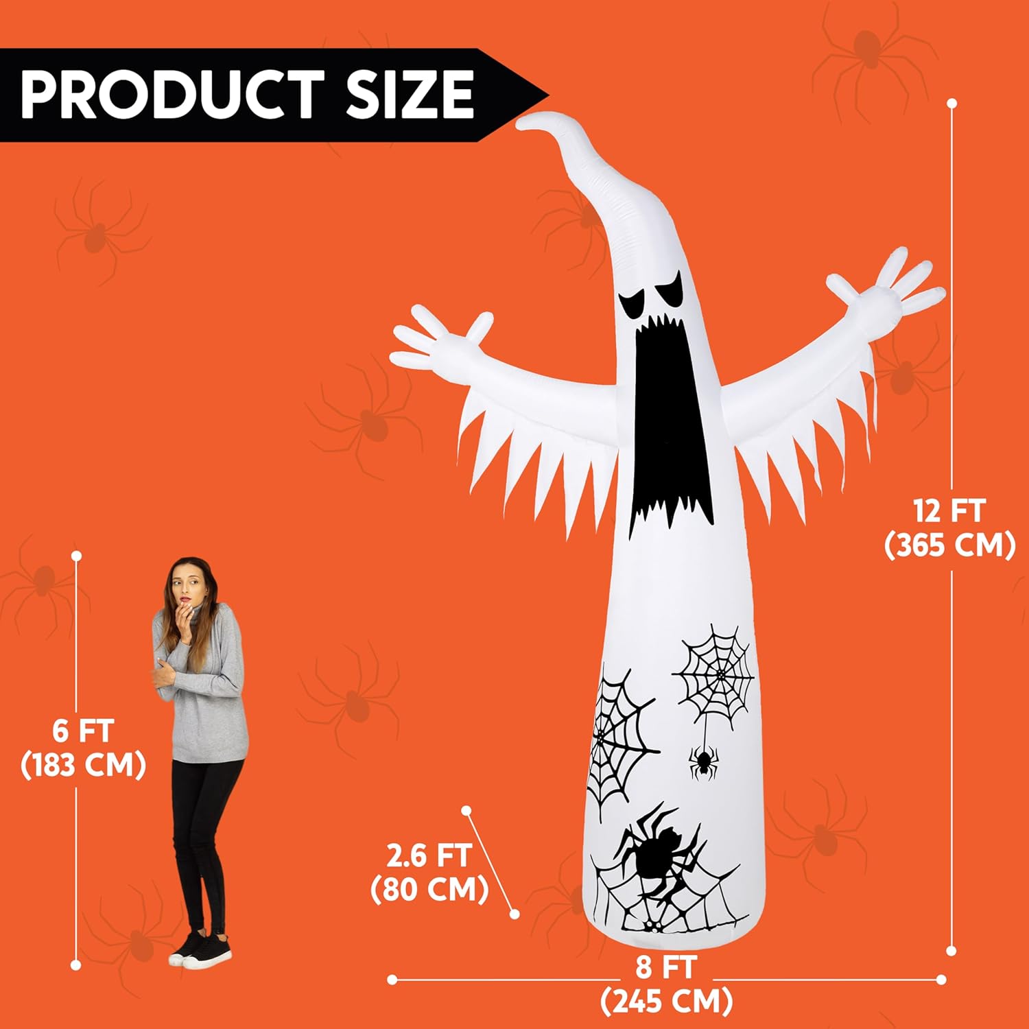 Joiedomi 12 FT Halloween Inflatables Outdoor Decorations, Scary Ghost Halloween Decor, Inflatable Ghost Blow Ups for Yard with LEDs for Outside Yard Decorations