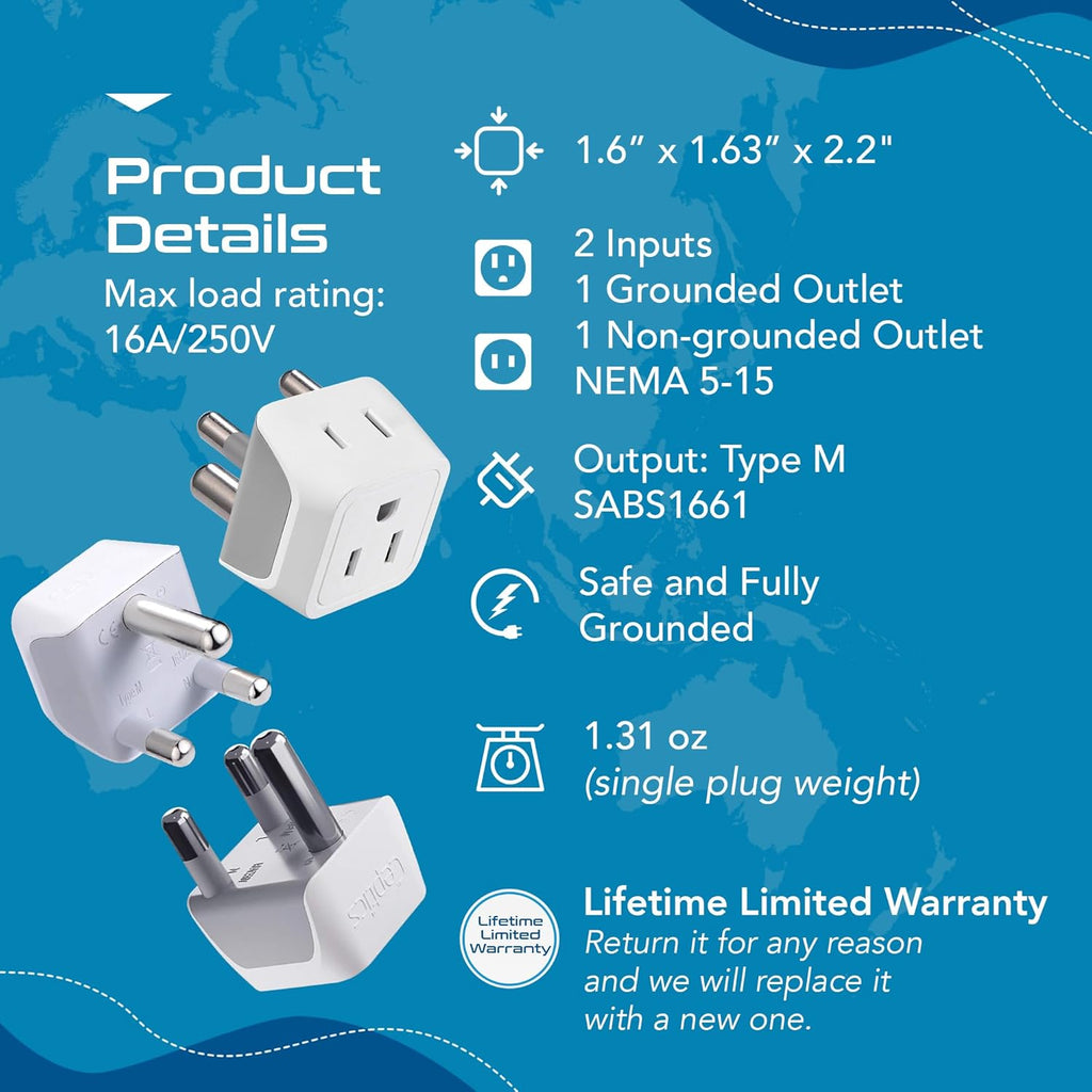 Ceptics Universal Travel Adapter, 35W International Power Adapter with PD & QC 3.0 Dual USB-C, 3 USB Travel Adapter Worldwide, Type I C G A Outlets 110V 220V A/C - EU Euro US UK (11-KU)